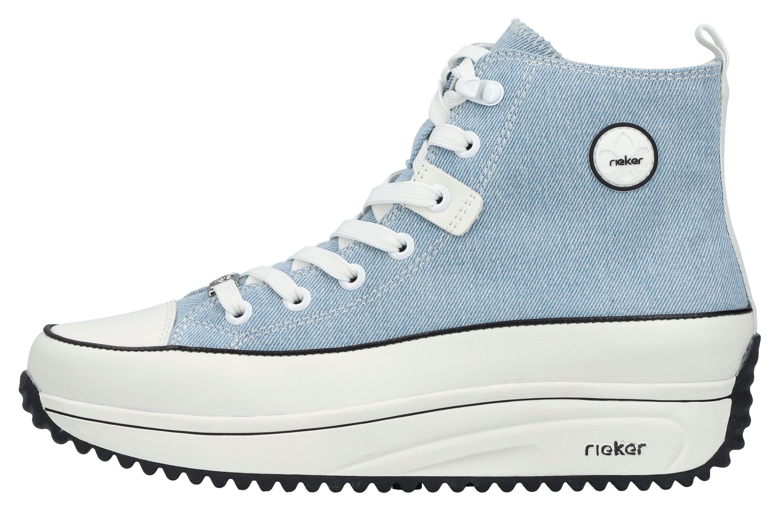 Rieker Sneakers plateau, high top sneakers, veterschoenen in vegan-verwerking