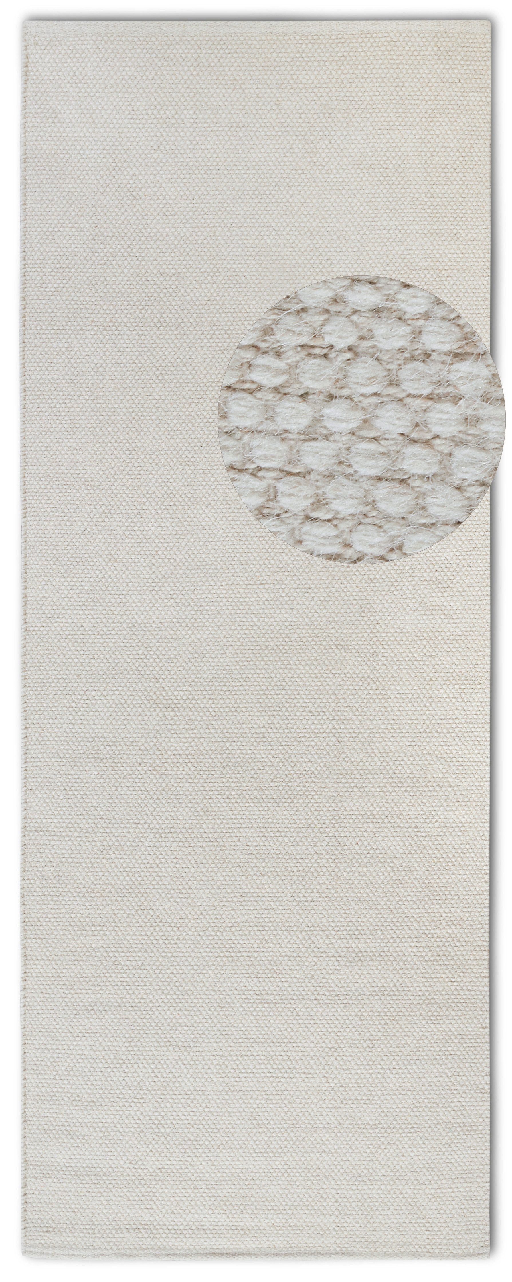 ELLE DECORATION Wollen kleed Pradesh Handgeweven, wol, natuur, loper, woonkamer, slaapkamer, Scandi