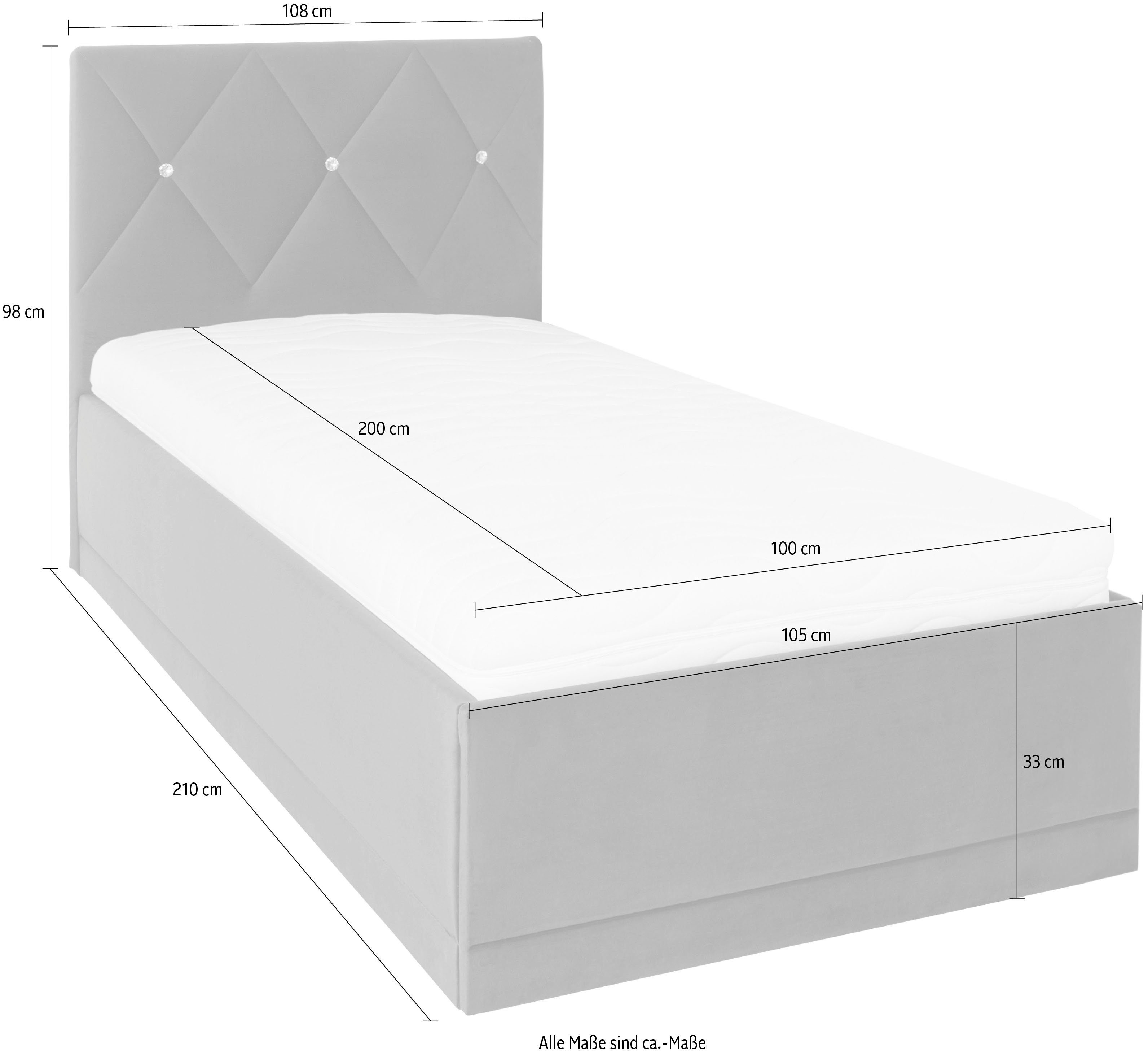 Westfalia Polsterbetten Gestoffeerd bed ADAMAS ook met bedlade, knoopdetails met stras