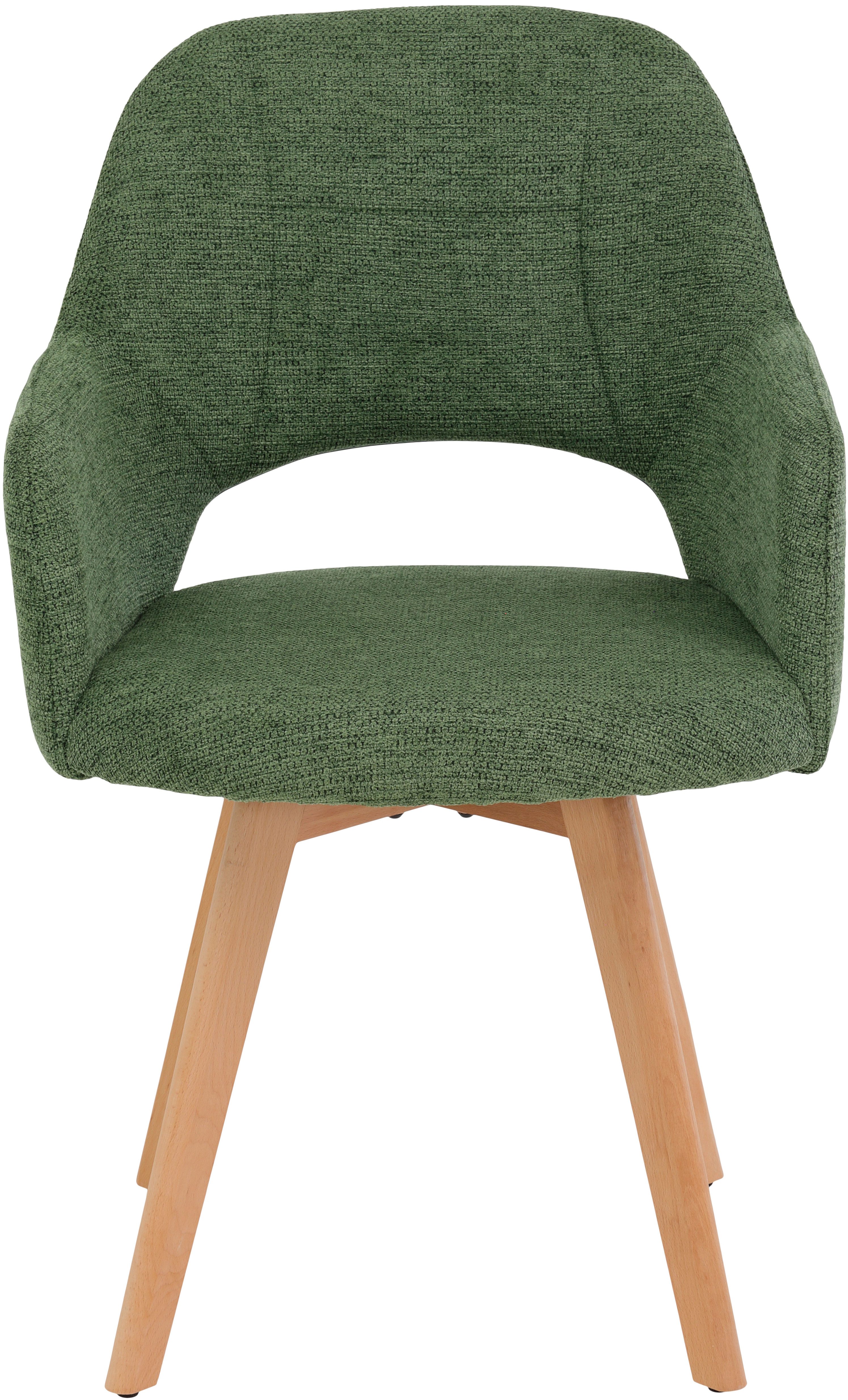 HELA Stoel met armleuningen SOFIA armstoel met massief houten frame, bekleding webstof Eetkamerstoel, fauteuil met armleuningen, subtiele ruguitsparing (set, 2 stuks)
