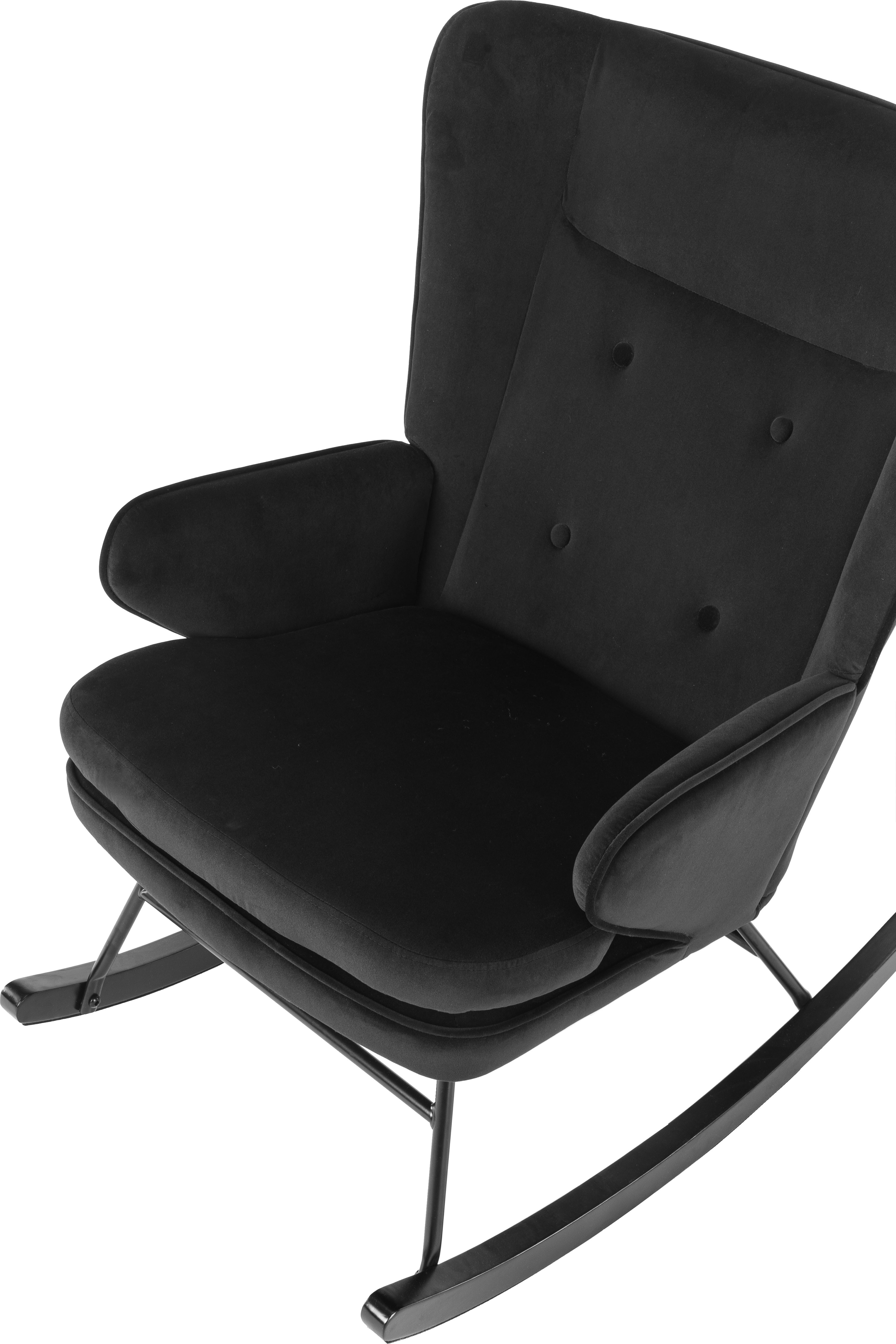 Kayoom Schommelstoel Melorie 125, metalen frame met houten slede Schommelstoel, decoratieve knopen, metalen frame met houten slede (1 stuk)