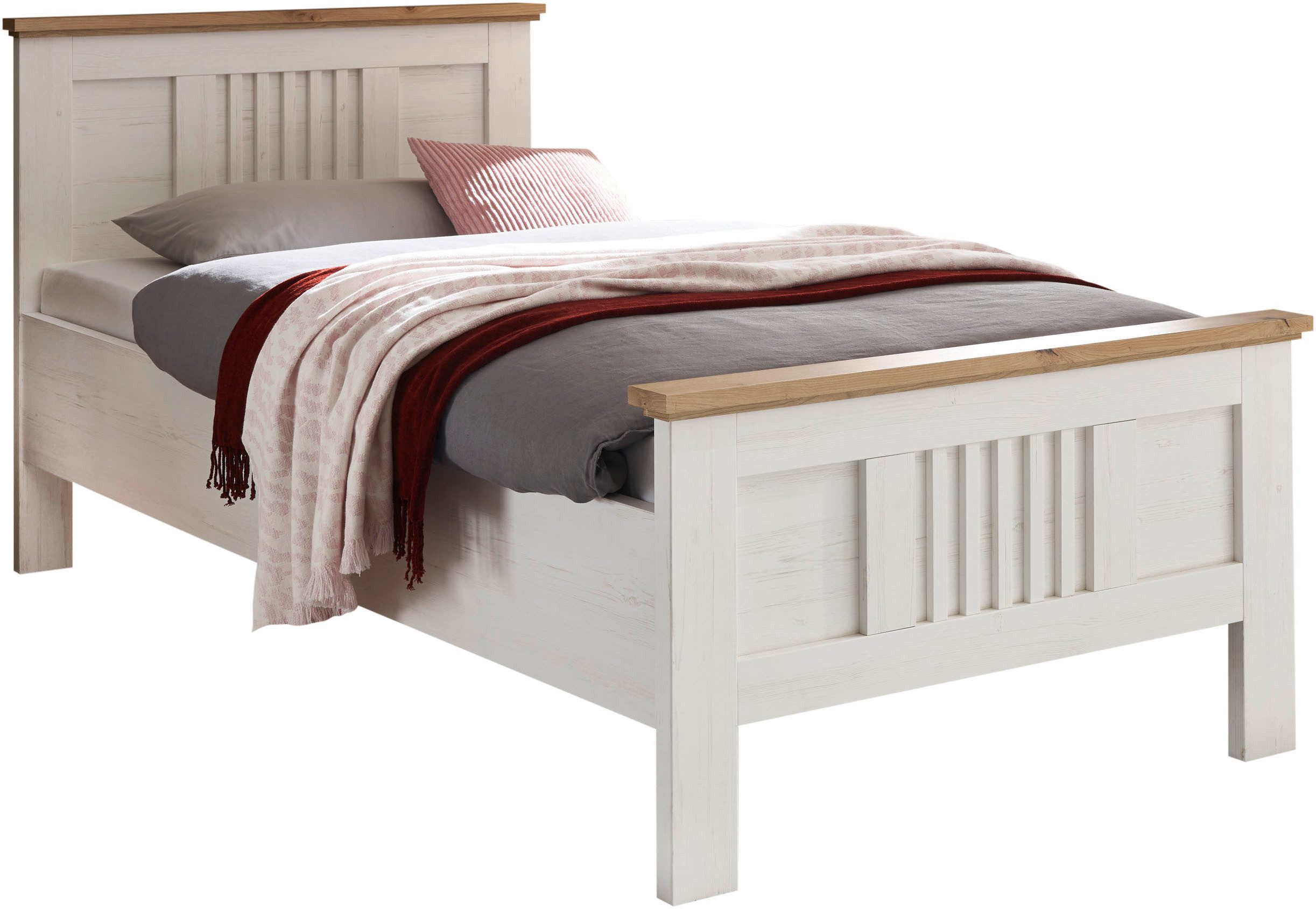 Schlafkontor Bedframe Trient Landhuisstijl, bed naar keuze in 2 afmetingen bedden wit
