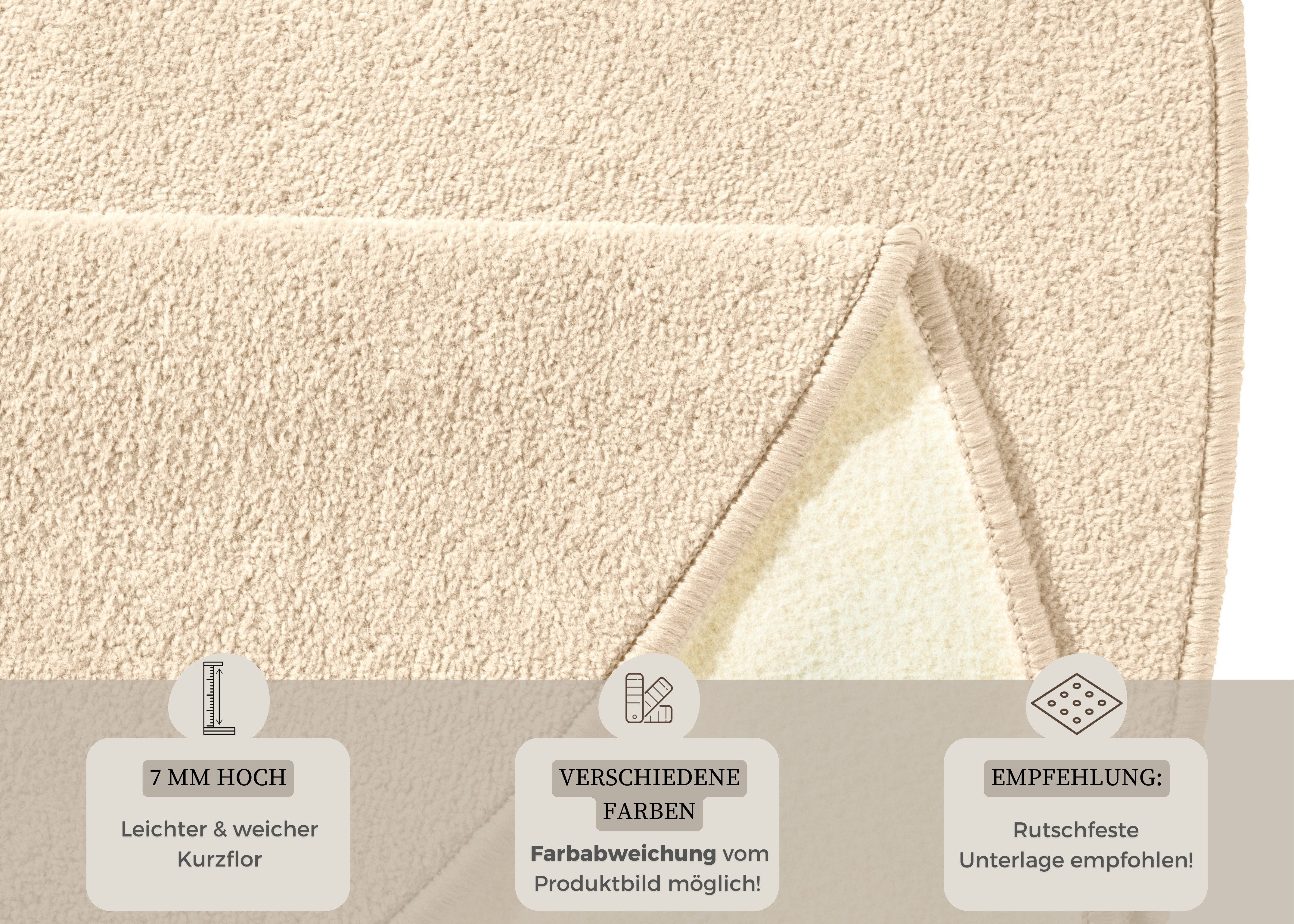 HANSE Home Vloerkleed Fancy Korte pool, zacht, uni, woonkamer, slaapkamer, eetkamer