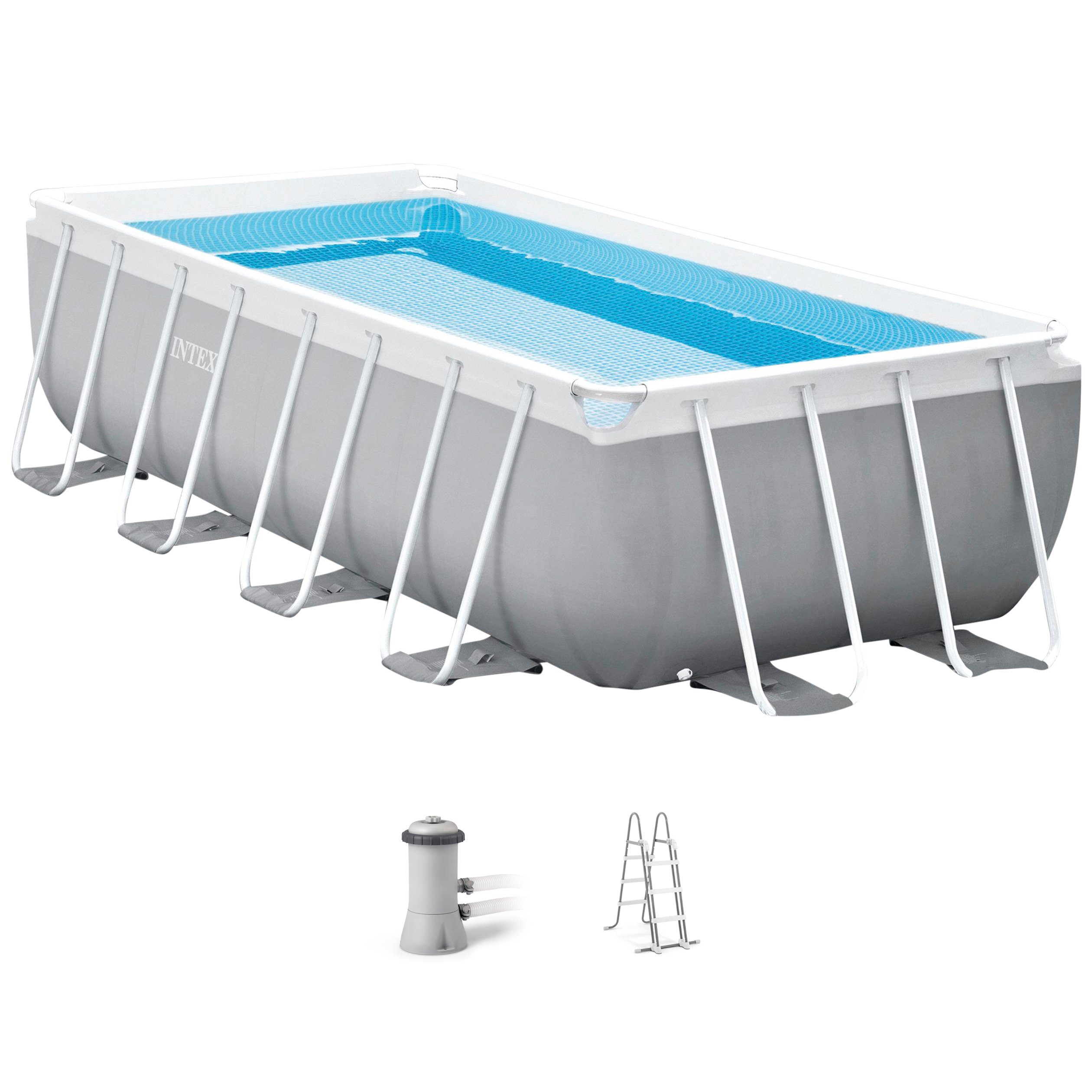 intex opzetzwembad prismframe bxlxh: 200x400x100 cm (set) grijs