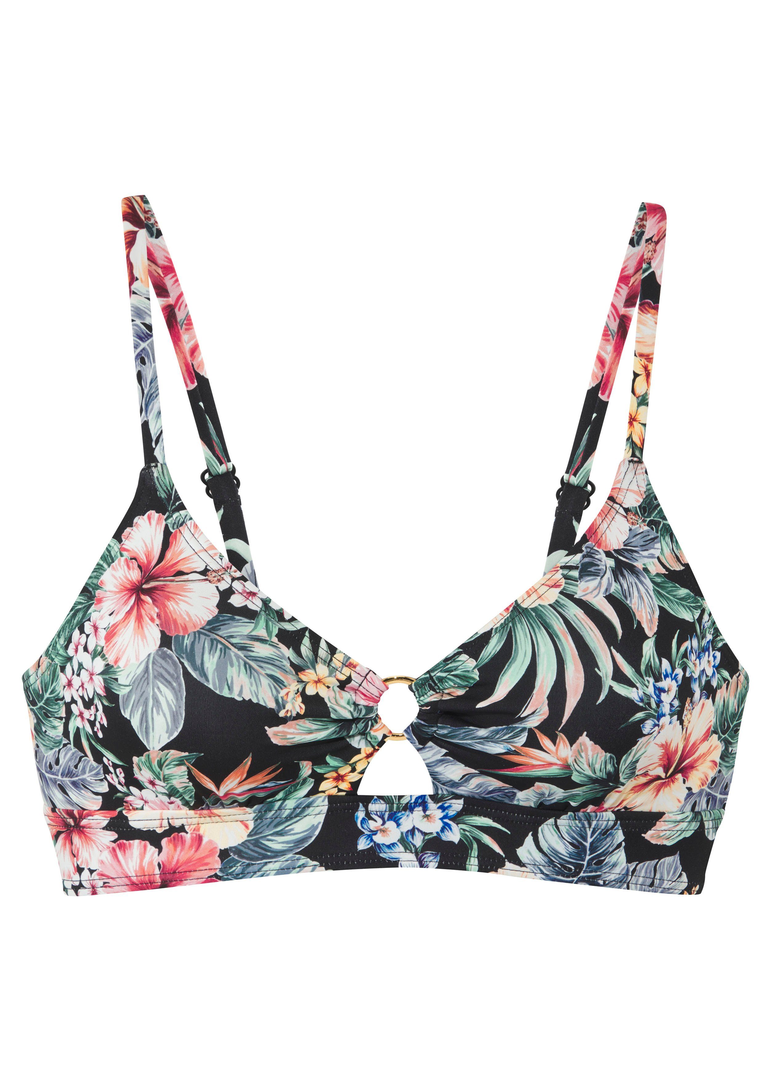 Lascana Triangel-bikinitop Salsa met ring en geweldige bloemenprint