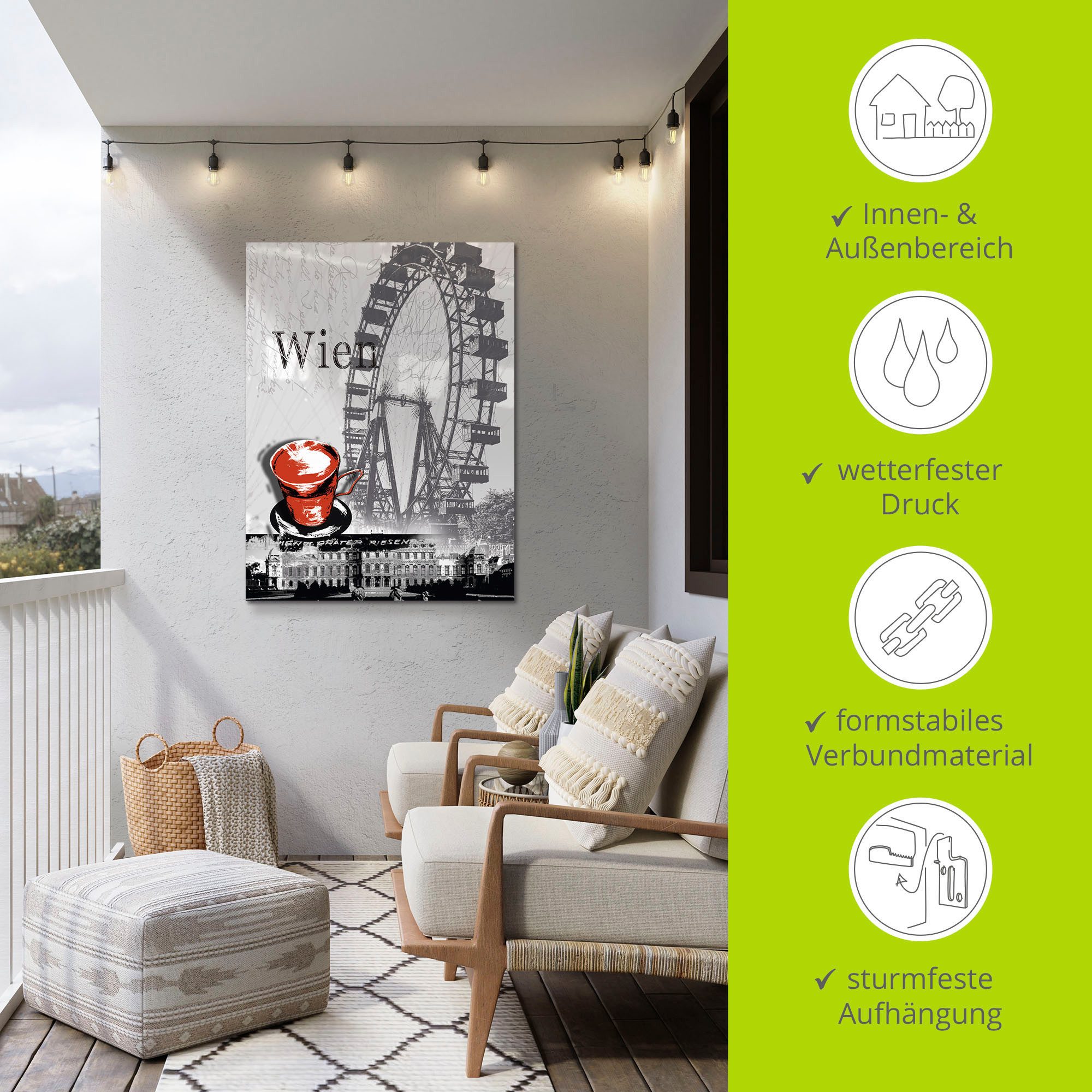 Artland Artprint Wenen - melange - koffie als artprint van aluminium, artprint voor buiten, artprint op linnen, poster in verschillende maten. maten