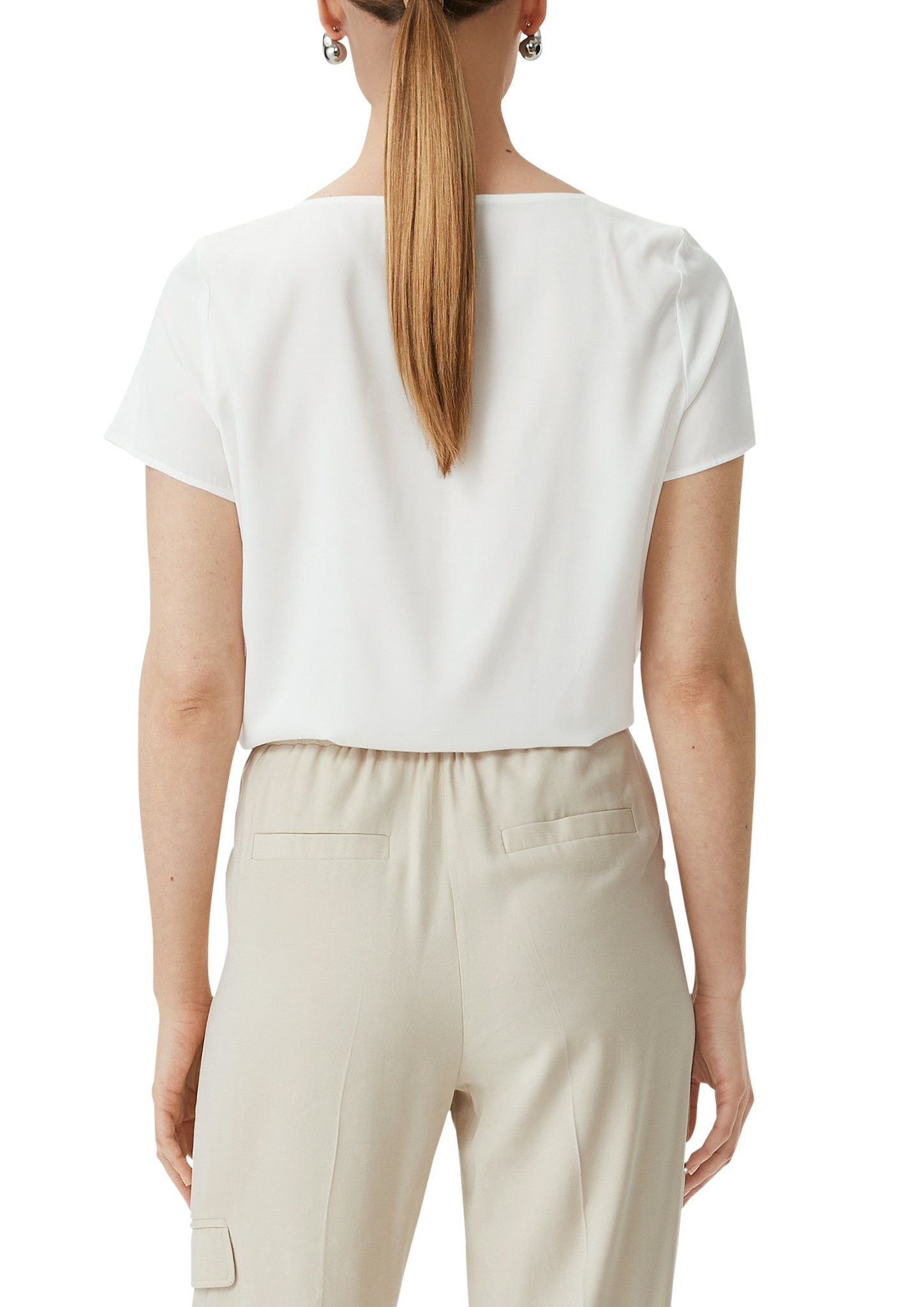 Comma Satijnen blouse met extra v-hals