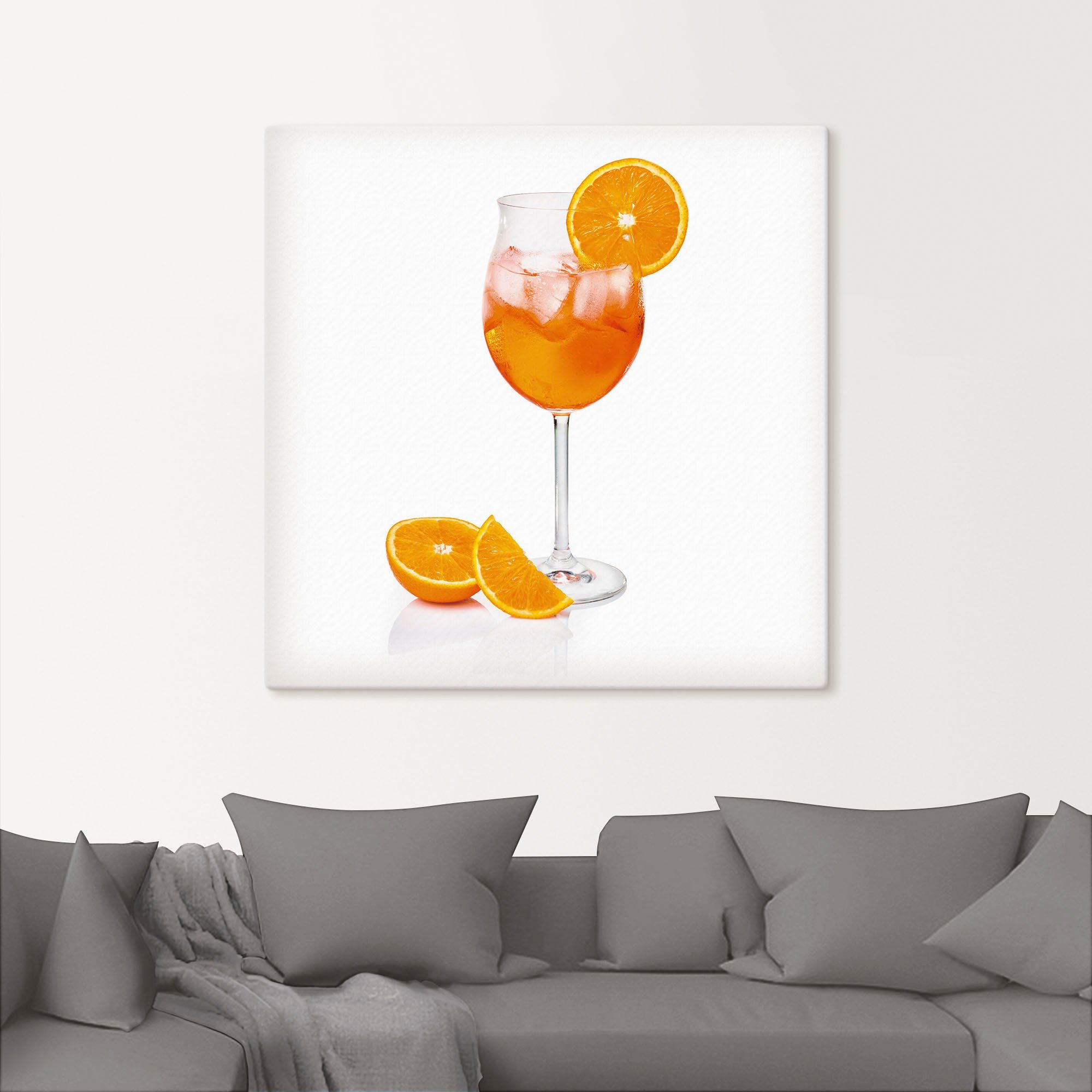 Artland Artprint Aperol Spritz met een schijf sinaasappel als artprint van aluminium, artprint voor buiten, artprint op linnen, poster, muursticker