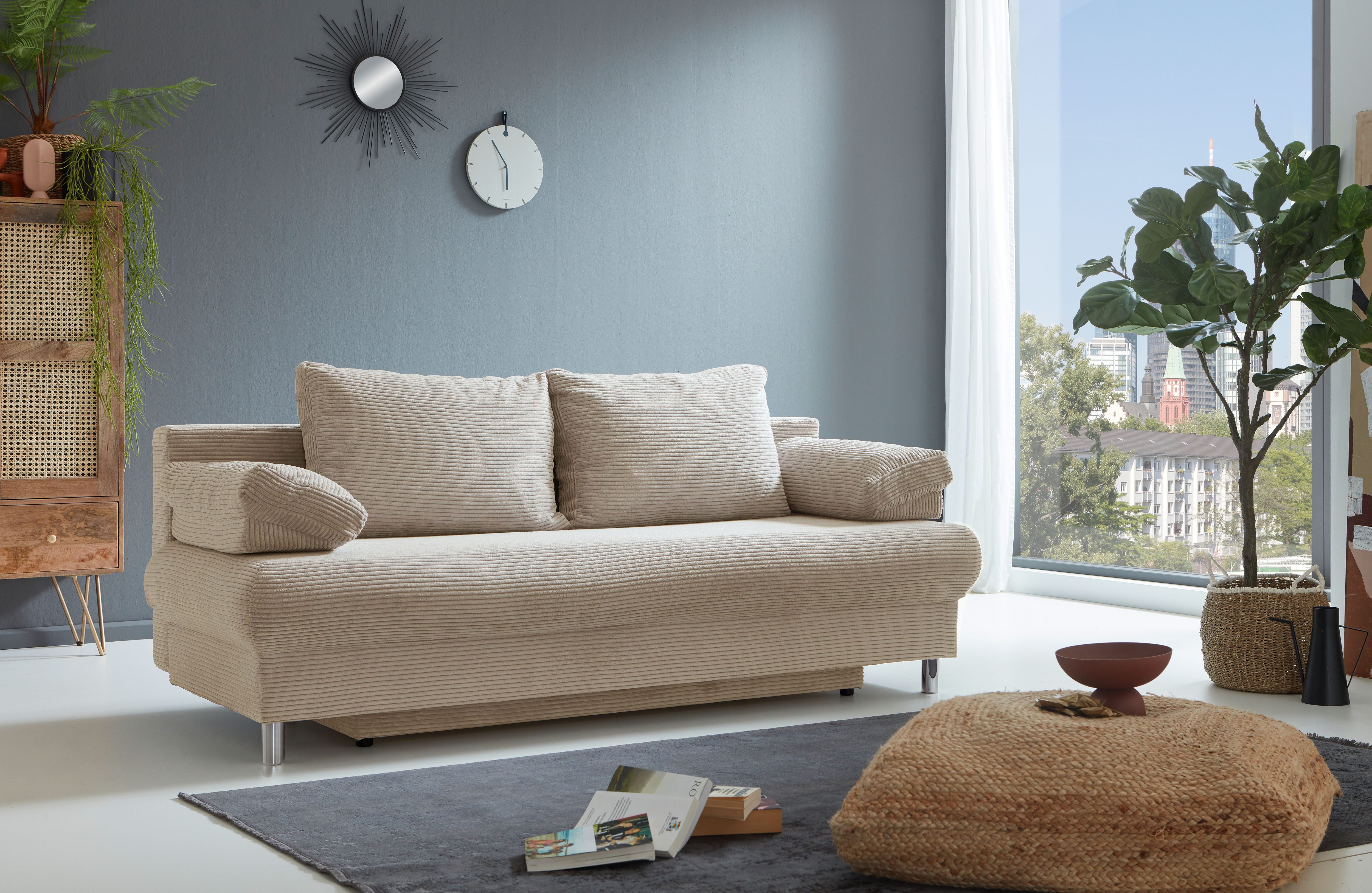 INOSIGN Slaapbank Como 2-zits, pocketvering, breedte 196 cm, incl. rug- en armleuningkussens