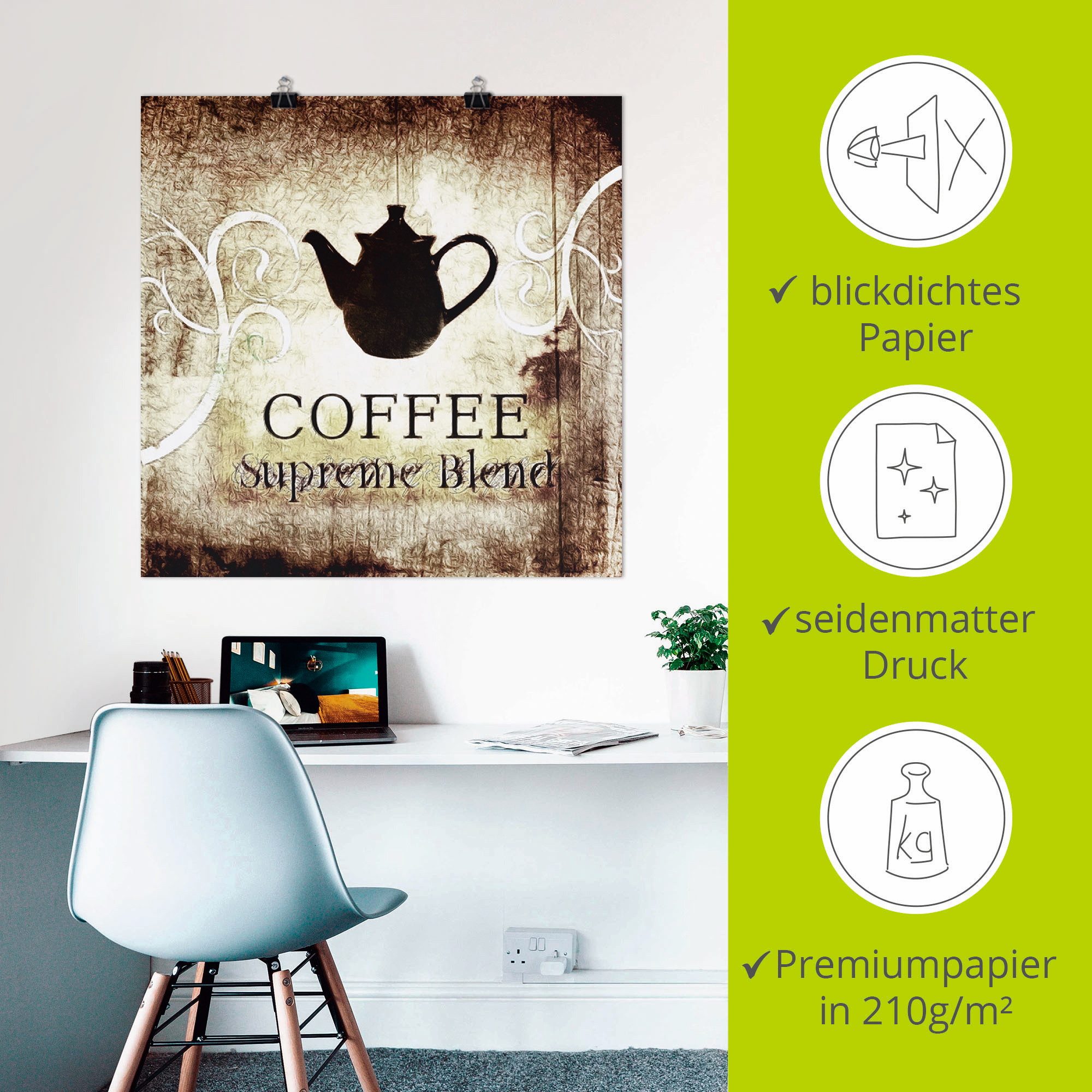 Artland Poster Koffie als artprint op linnen, muursticker of poster in verschillende maten