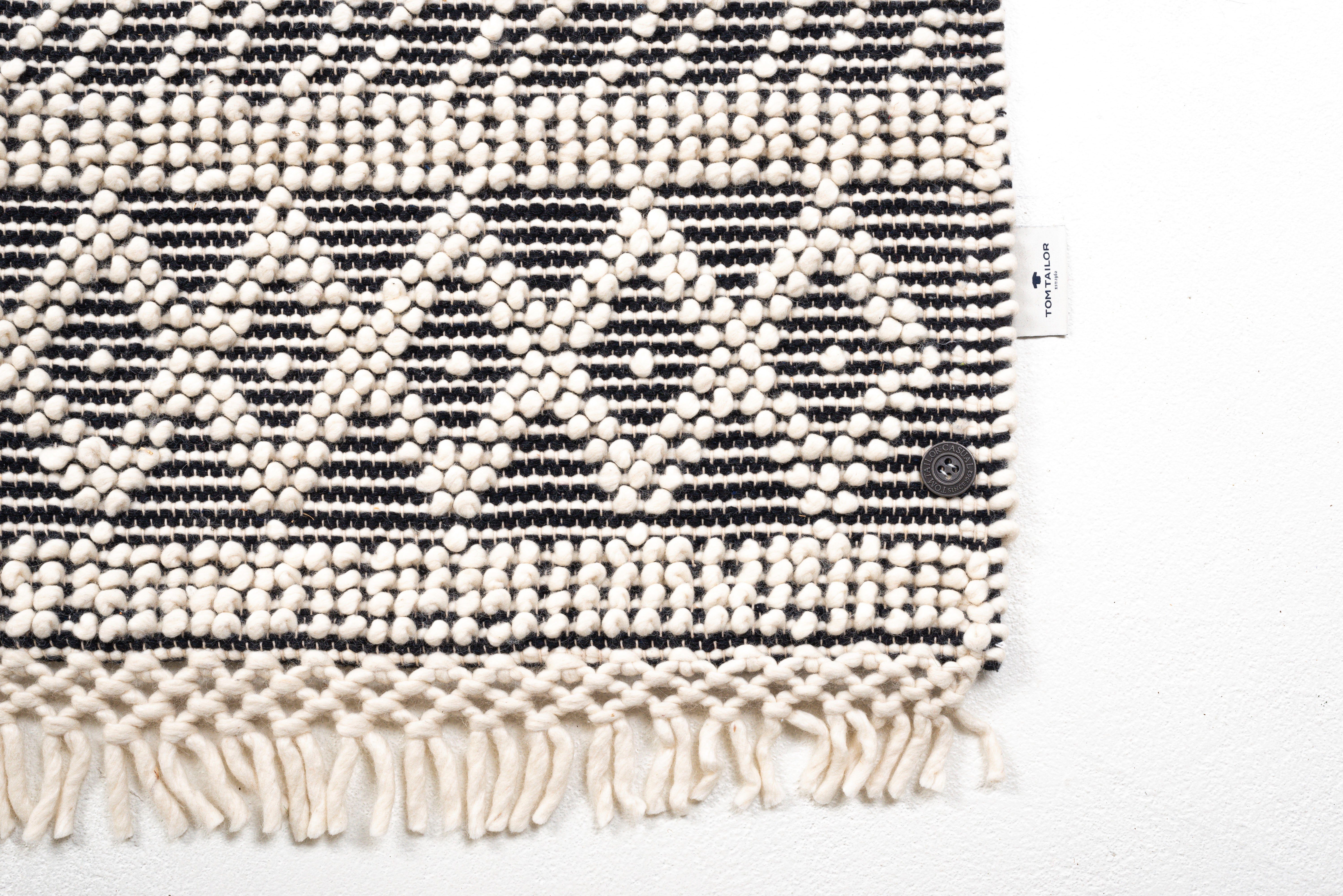 TOM TAILOR HOME Vloerkleed Coloured Macrame Handgeweven vloerkleed, zuivere wol, met de hand geweven, met franje, Scandi design