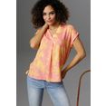 aniston selected blouse zonder sluiting met bloemen en bladeren in zomerse kleuren - nieuwe collectie roze