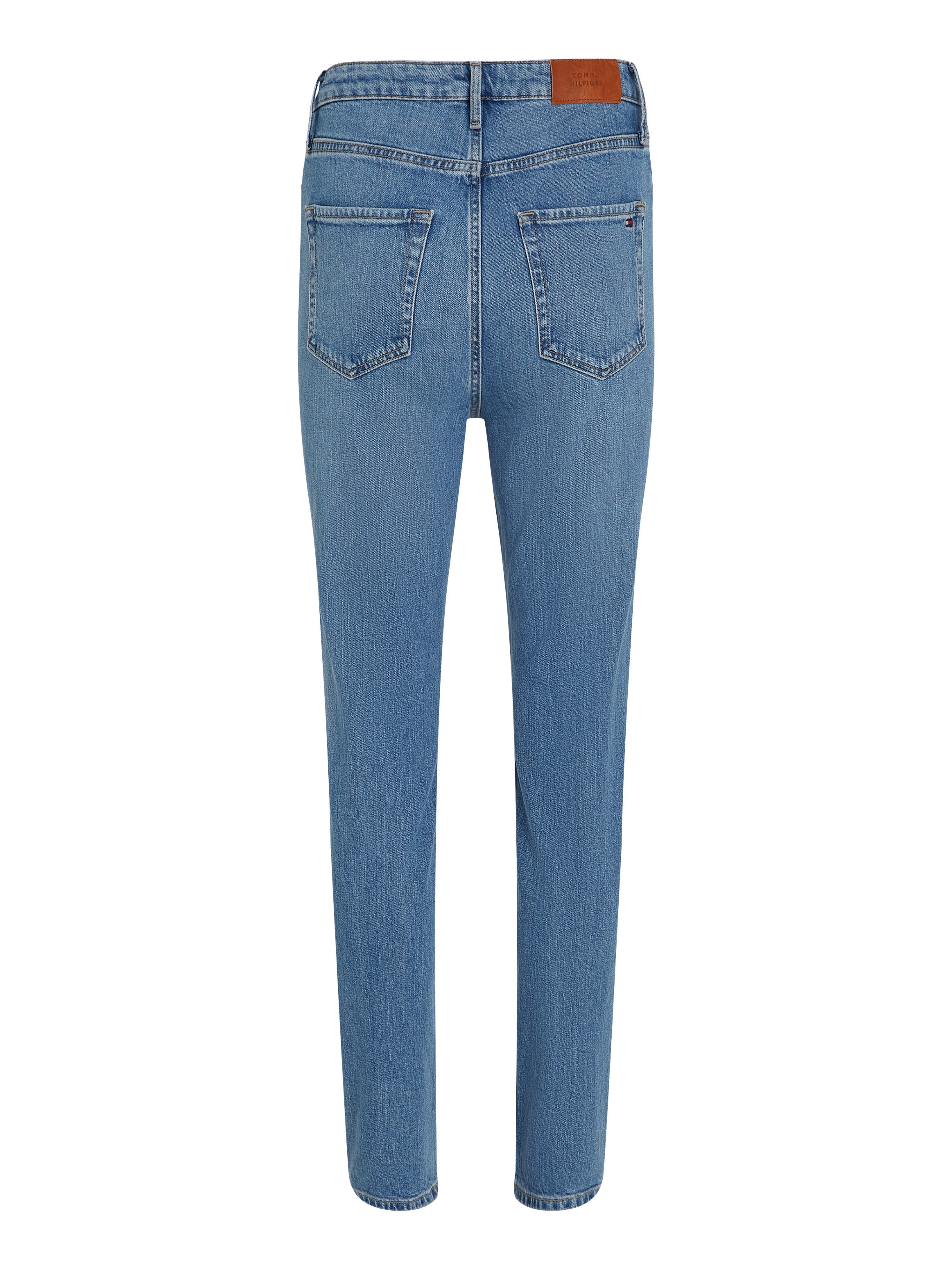 Tommy Hilfiger Slim fit jeans Slim Cigarette High Waist met logo-badge, in blauwe wassing