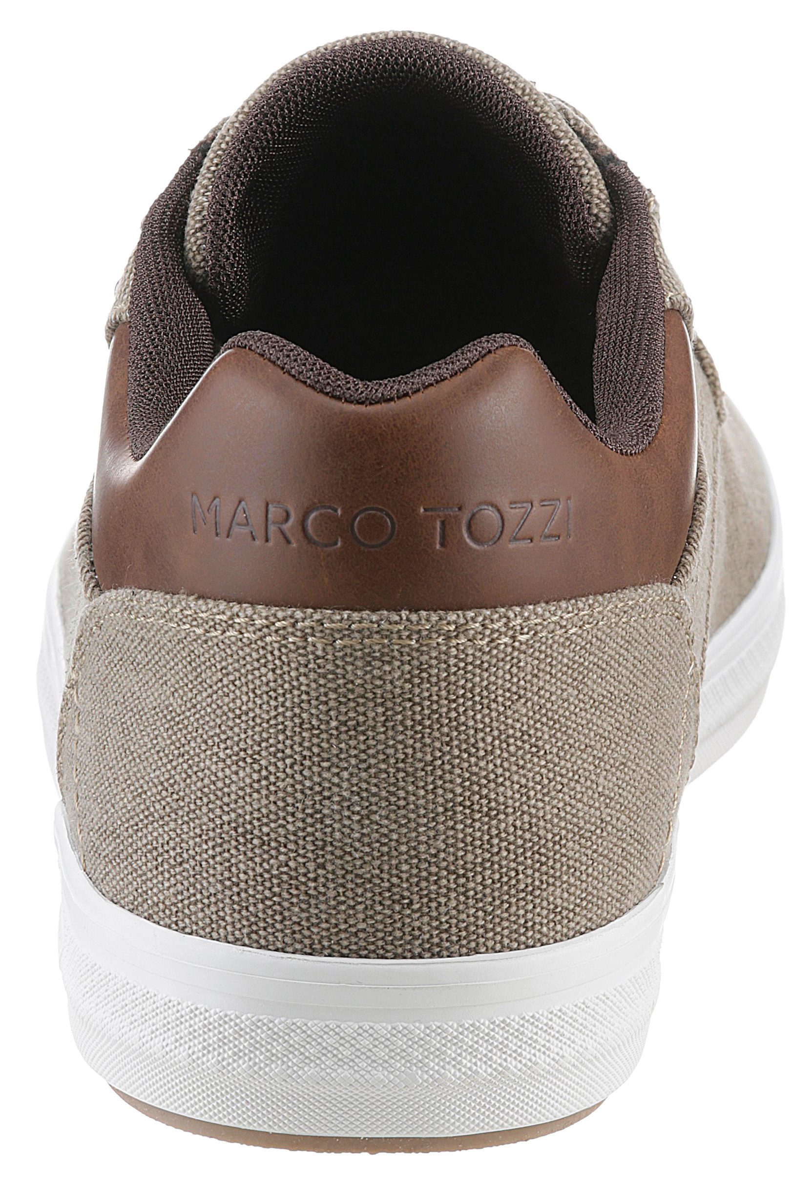 Marco Tozzi Plateausneakers , vrijetijdsschoen, halfschoen, veterschoen met sierstiksels en decoratieve knop