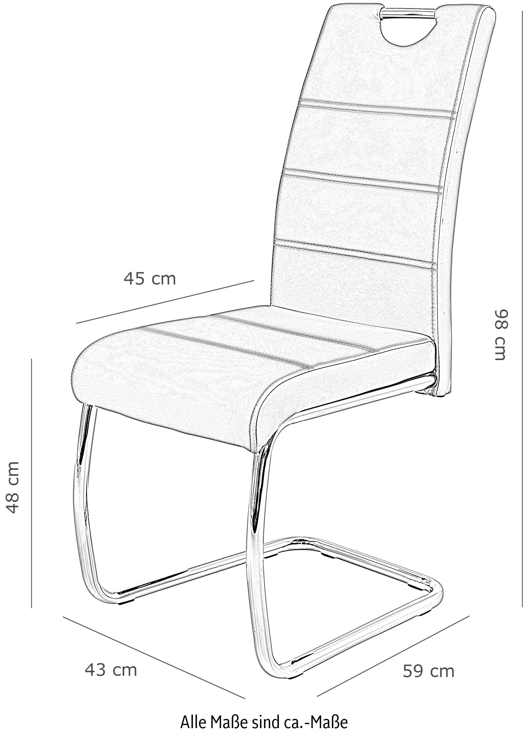 HELA Vrijdragende stoel Flora, eetkamerstoelen 1, 2 of 4 stuks, vrijdragende stoel