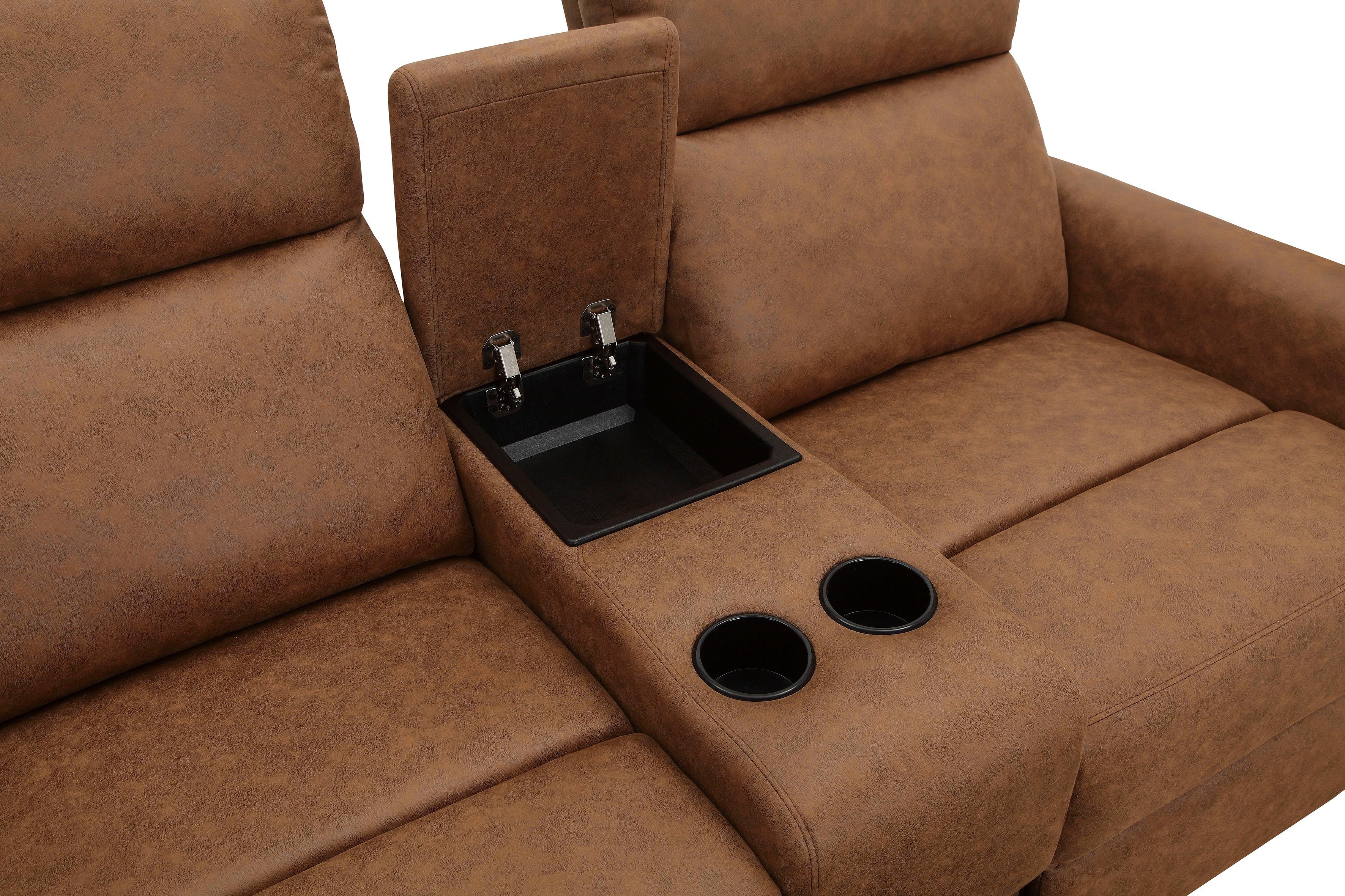 Home affaire 2-zitsbank Daoulas, 2-zits bioscoopbank, TV-fauteuil, multimedia bank