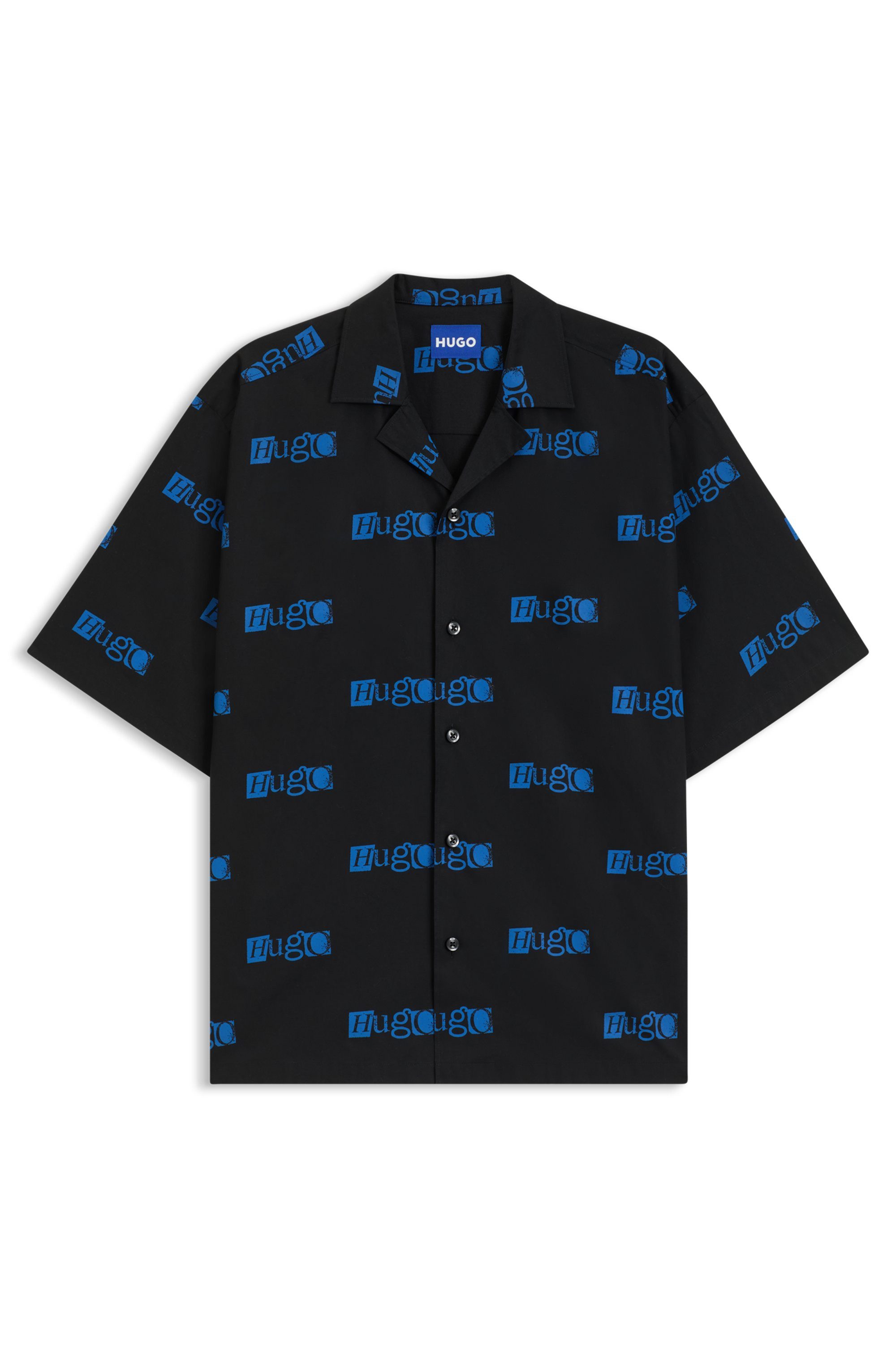 HUGO Blue Overhemd met korte mouwen Eligino met hugo logo-print