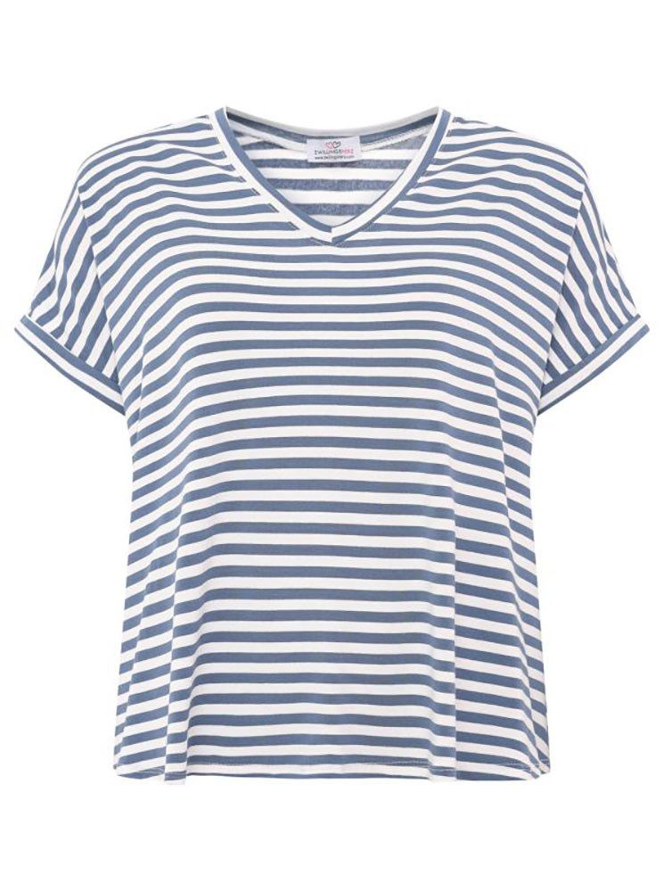 Zwillingsherz T-shirt Maritieme strepen met hoog viscosegehalte, one size