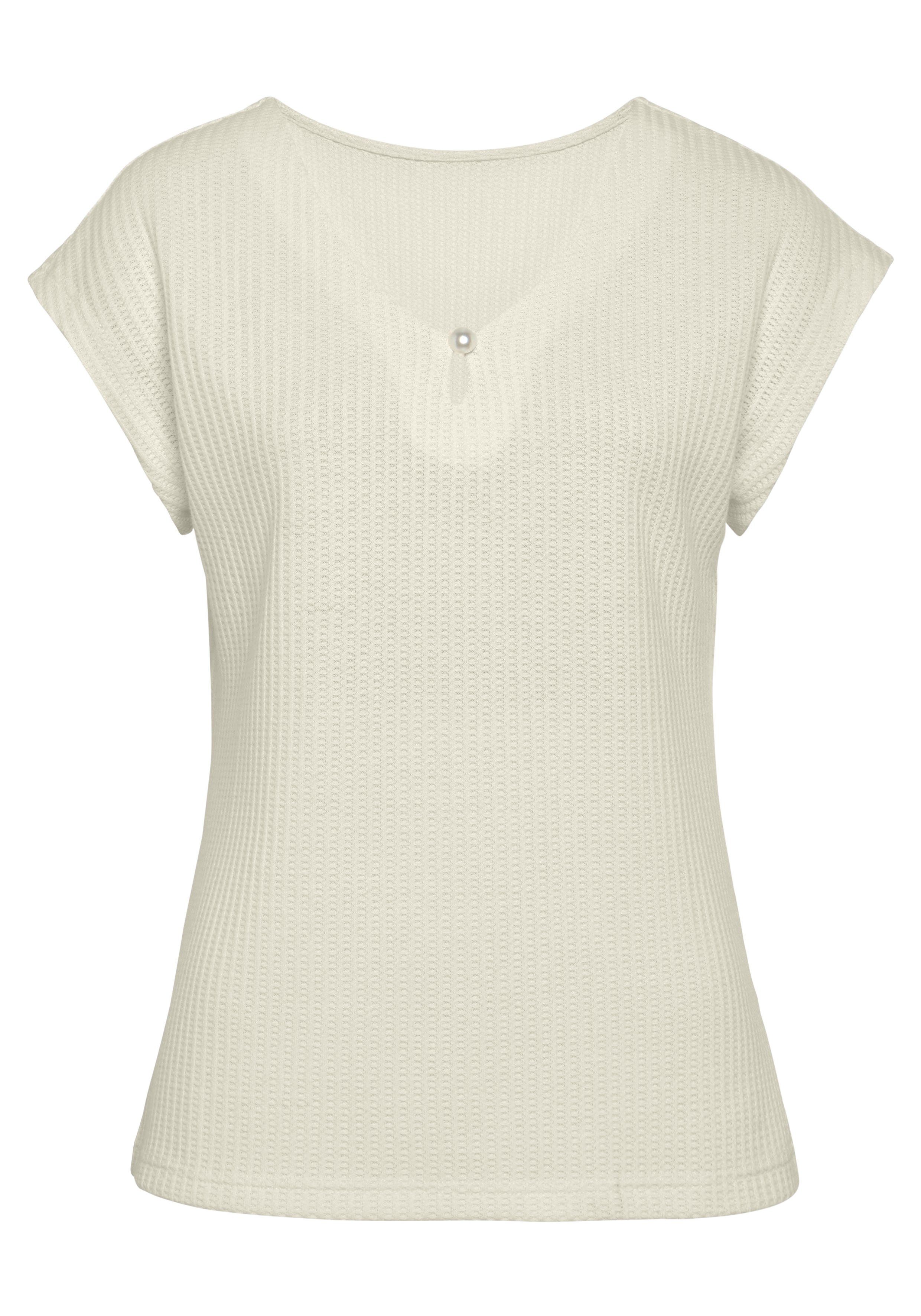 Lascana Shirt met korte mouwen Met sierkraaltje van zachte piquékwaliteit (2-delig, Set van 2)