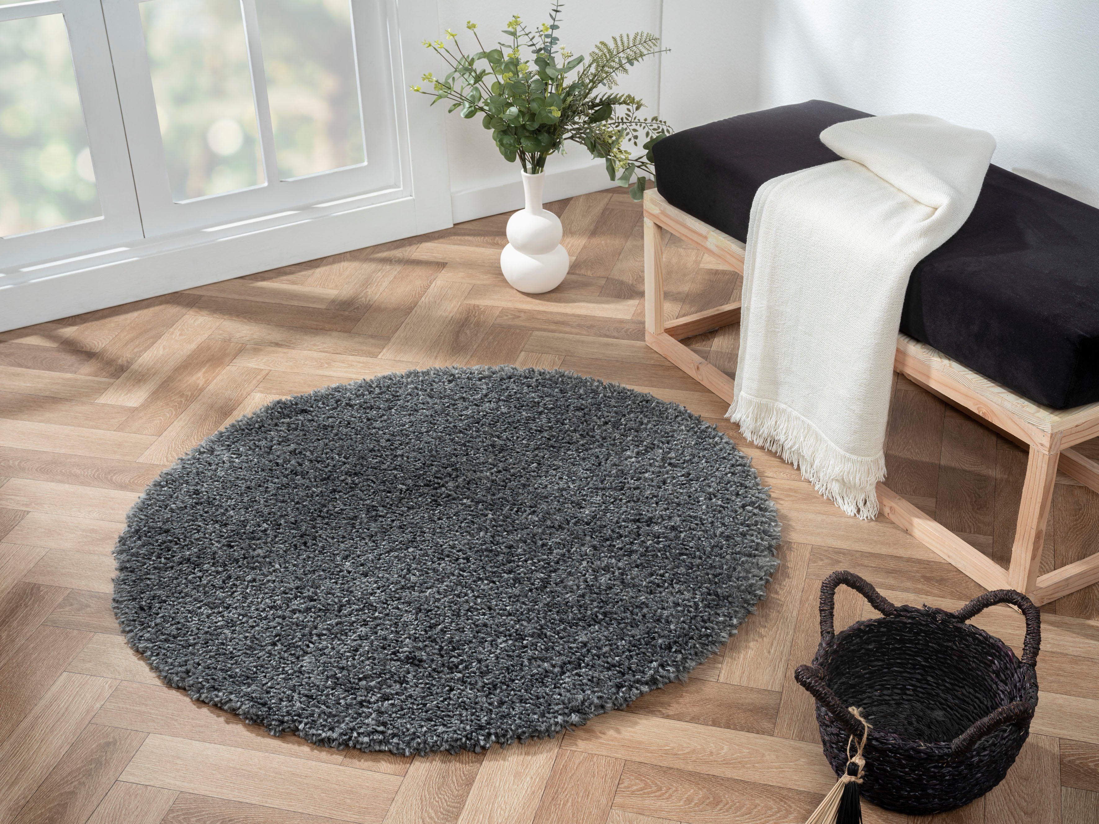 Myflair Möbel & Accessoires Hoogpolig vloerkleed My Shaggy Shaggy, uni kleuren, licht glanzend, microvezel, extra fluffy