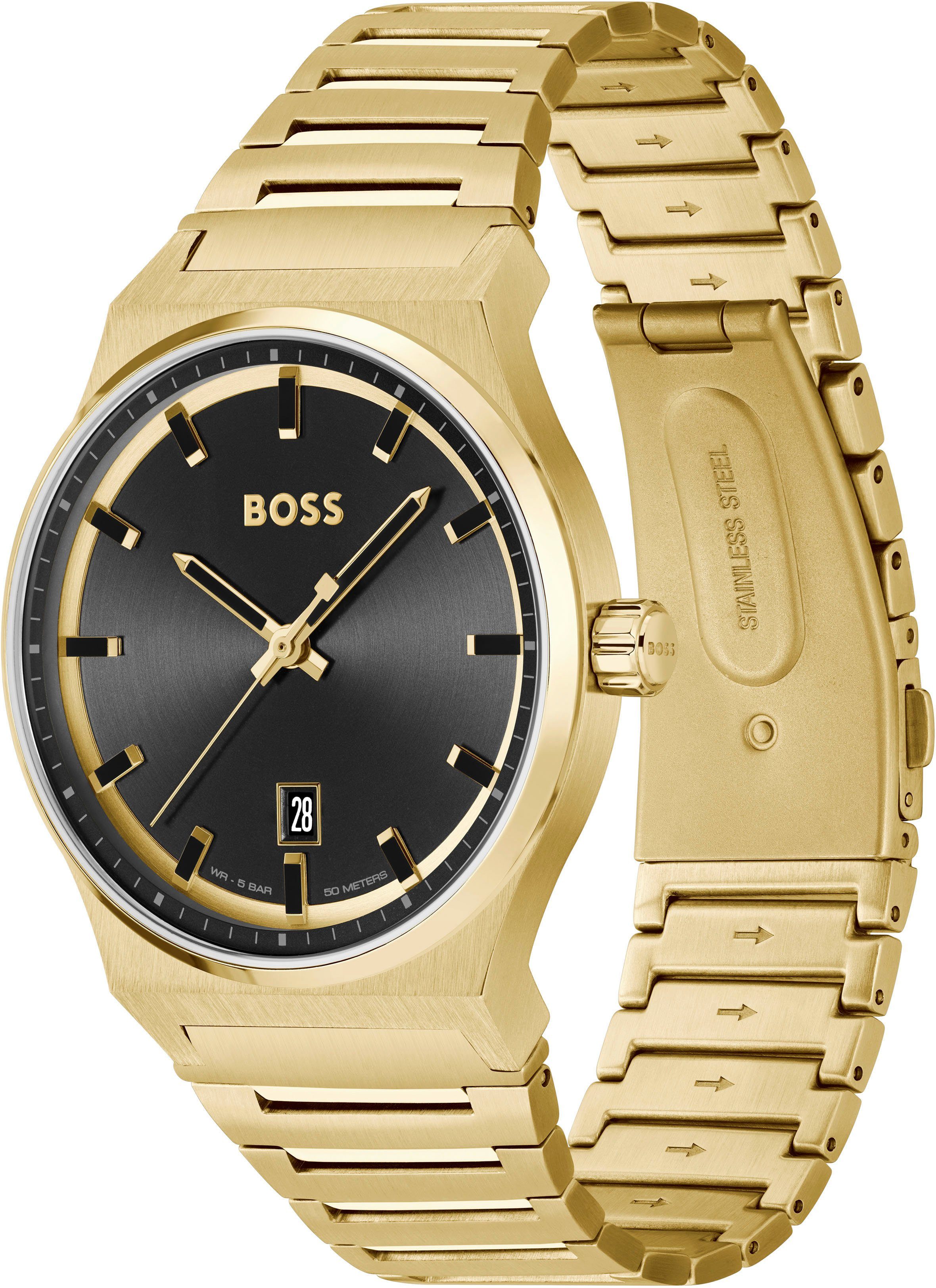 Boss Kwartshorloge CANDOR Herenhorloge, dameshorloge, horloge, datum, roestvrijstalen band