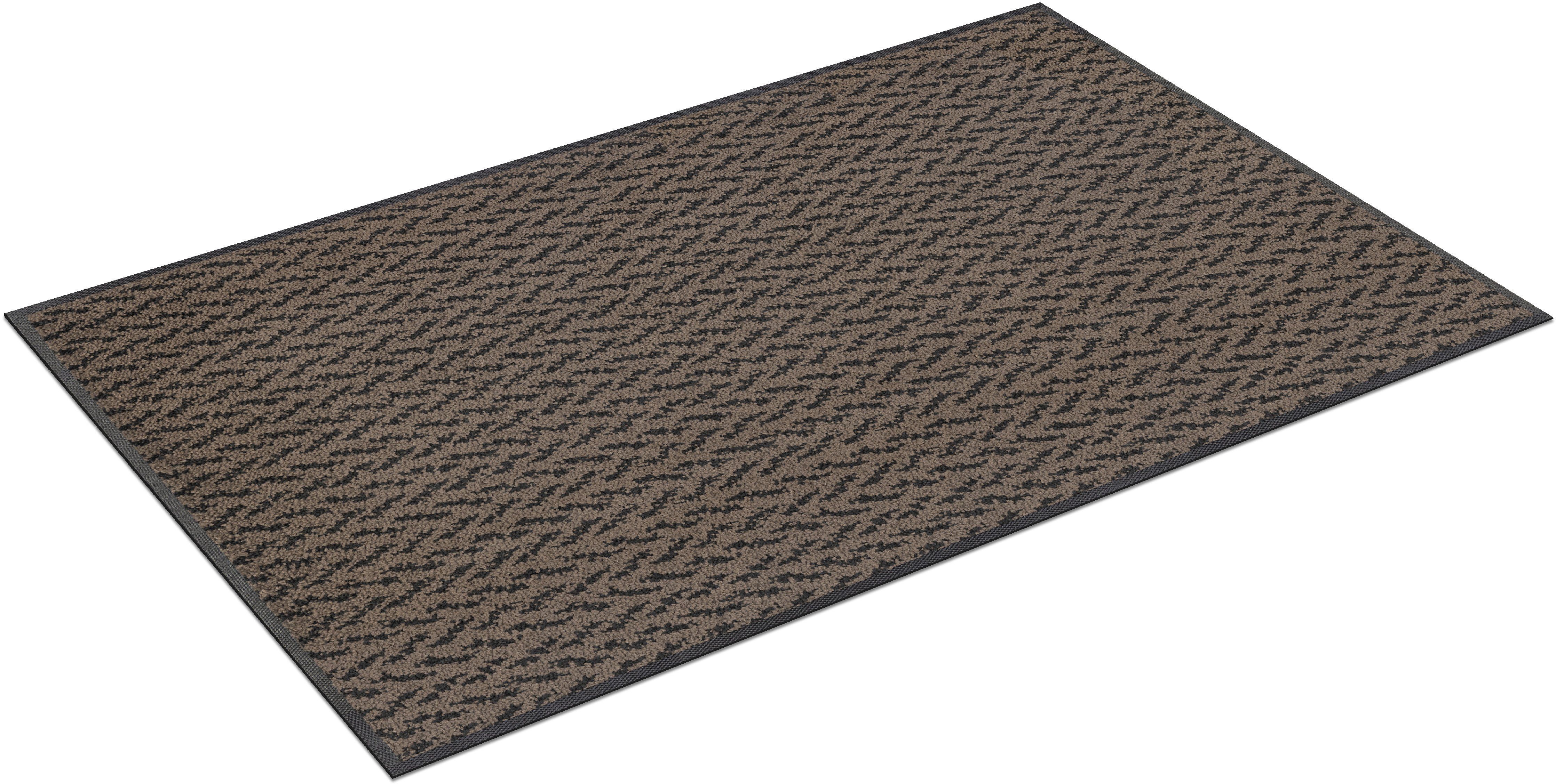 wash+dry by Kleen-Tex Vloerkleed Duo Mocha antislip, geschikt voor binnen en buiten, wasbaar moderne vloerkleden maat 60 cm x 90 cm x 9 mm bruin