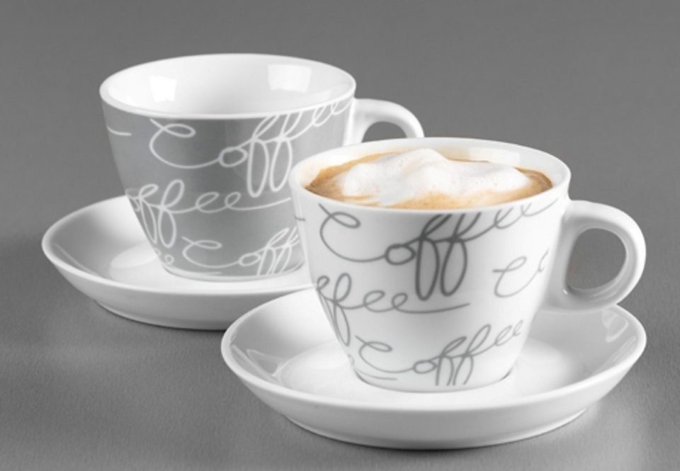 Ritzenhoff & Breker Cappuccinokopje Cornello Grey 2 kopjes, 2 schoteltjes (set, 4-delig)