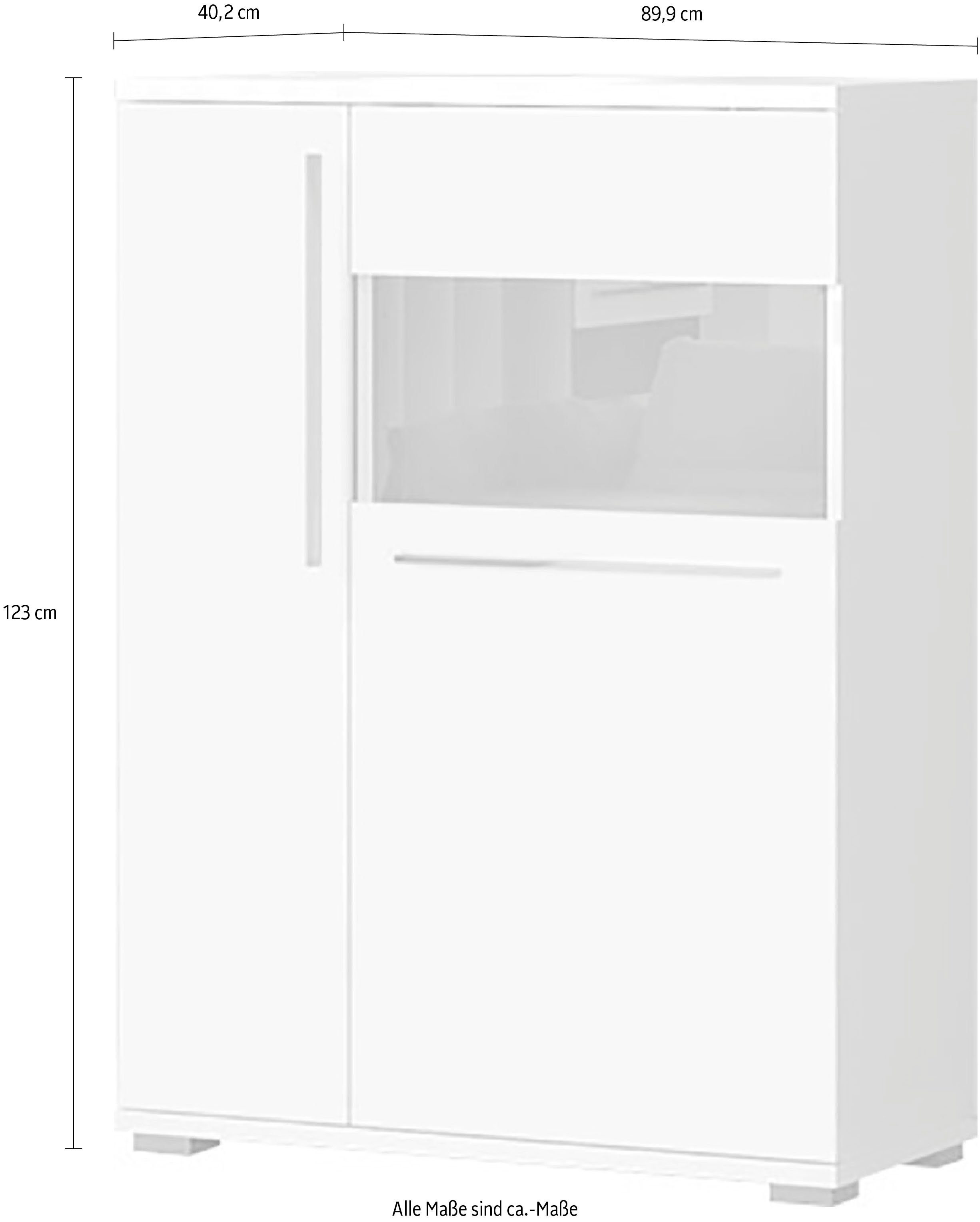Places of Style Highboard Piano Vitrine UV-gecoat, soft close-functie