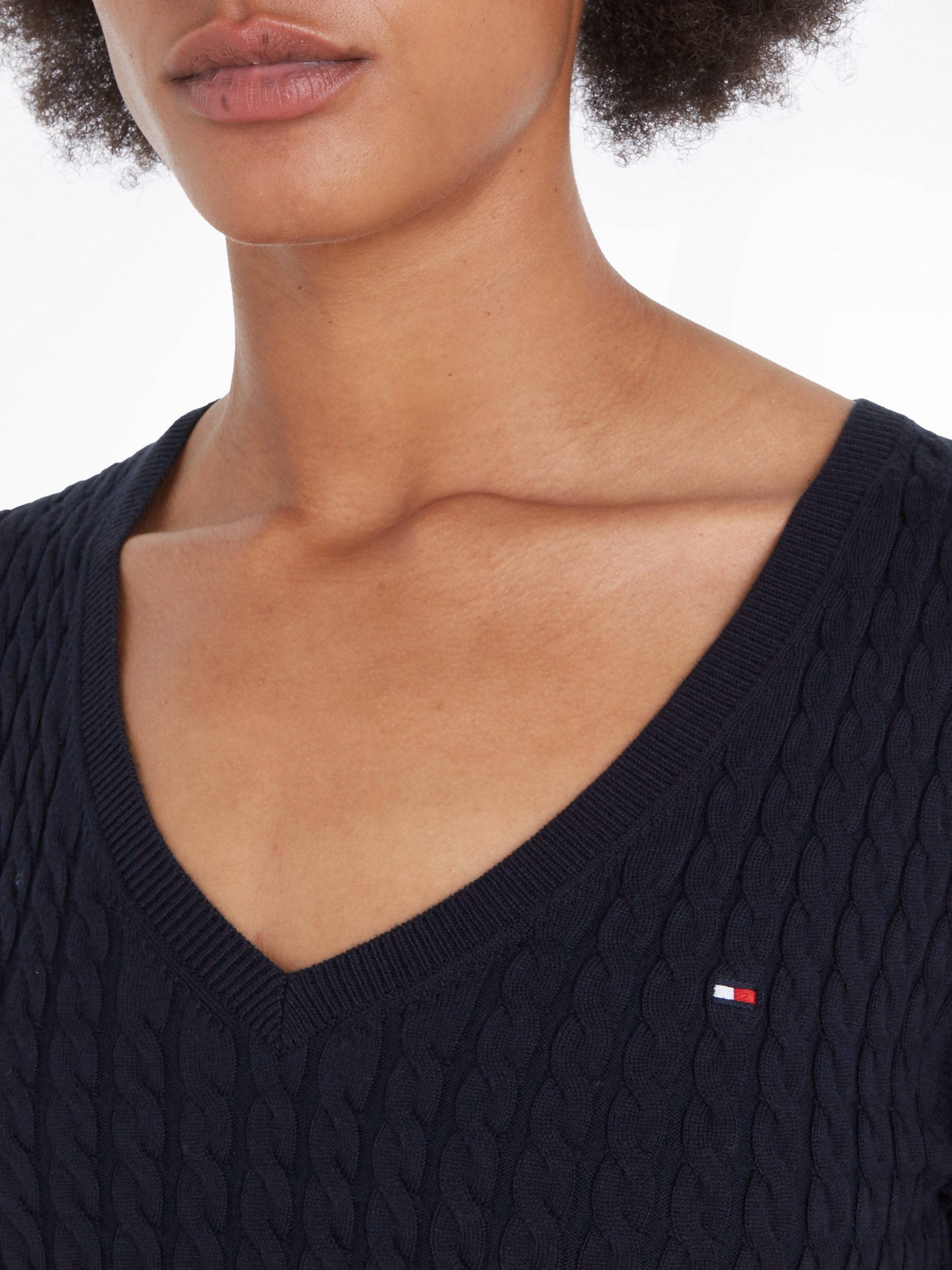 Tommy Hilfiger Gebreide trui CO CABLE V-NK SWEATER