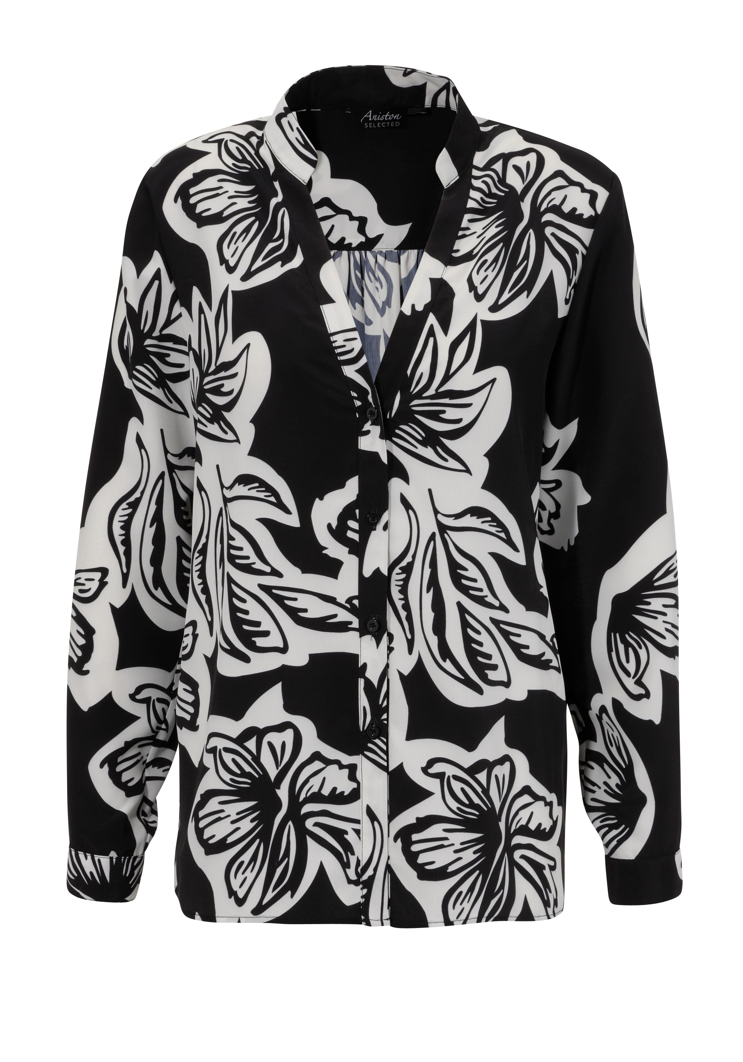 Aniston SELECTED Blouse zonder sluiting met opvallende bloesemprint en knoopsluiting