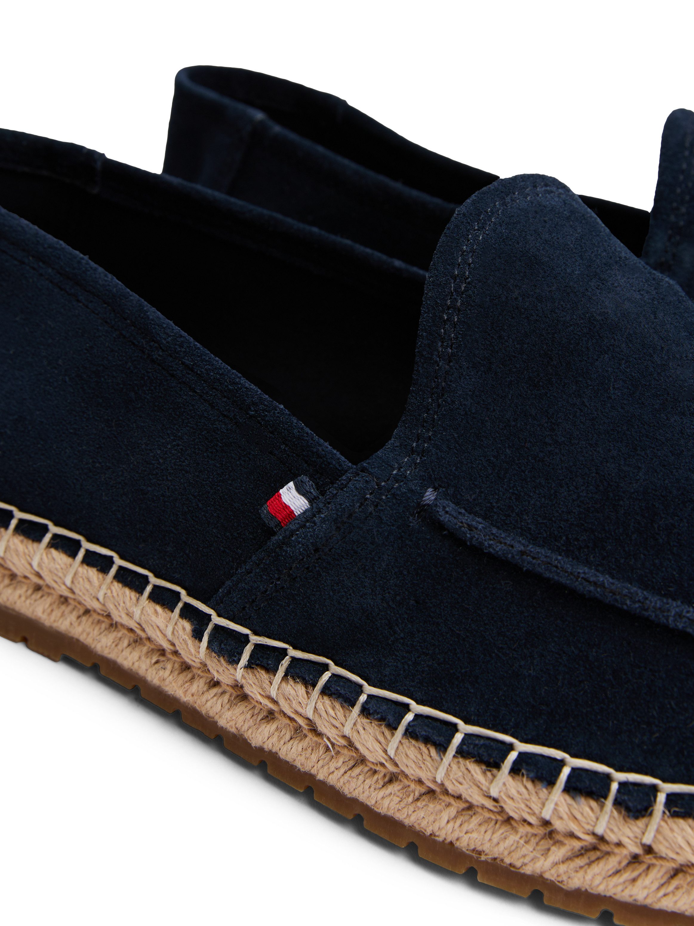 Tommy Hilfiger Espadrilles HILFIGER FLEX ESPA SUEDE LOAFER , zomerschoen, instapschoen, slippers met bamboe-bekleding op de plateau