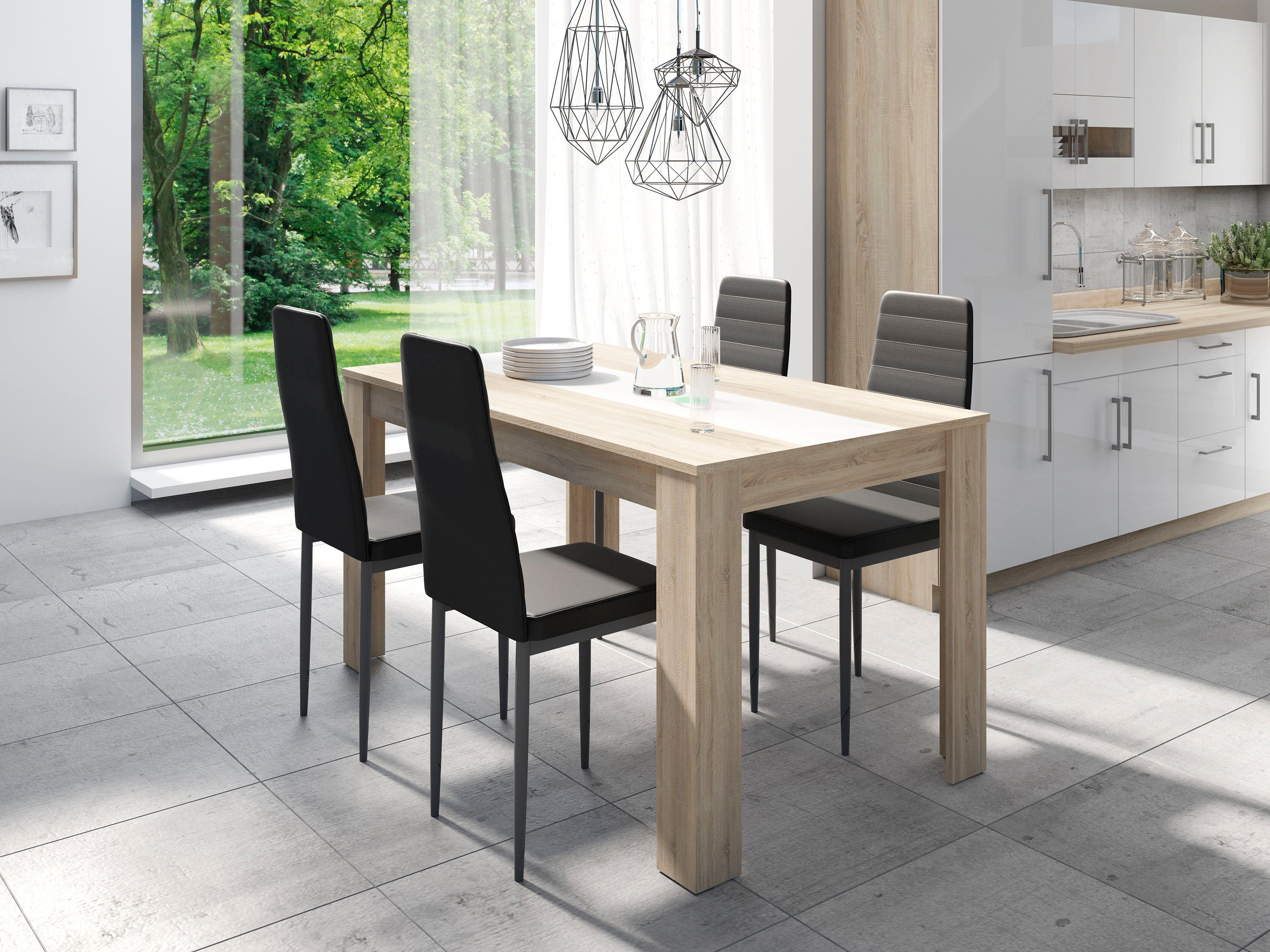 byLIVING Eettafel Nori Breedte 120, 140 of 160 cm, middelste blad keerbaar