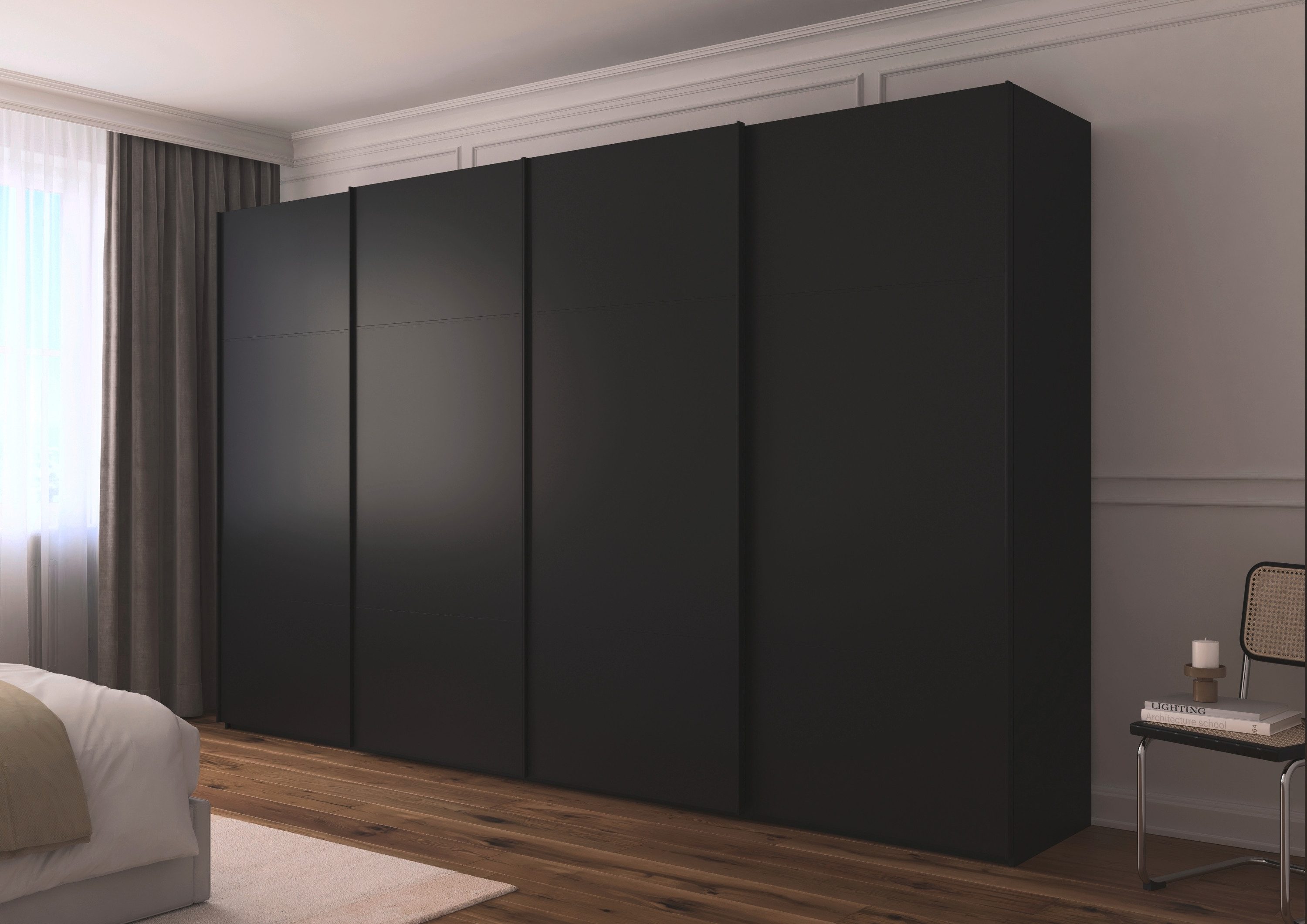 rauch Schuifdeurkast Kledingkast kast garderobe slaapkamerkast SCALE-TRIO edel drievoudig front, 2 sierlijsten in grepen kleur made in germany