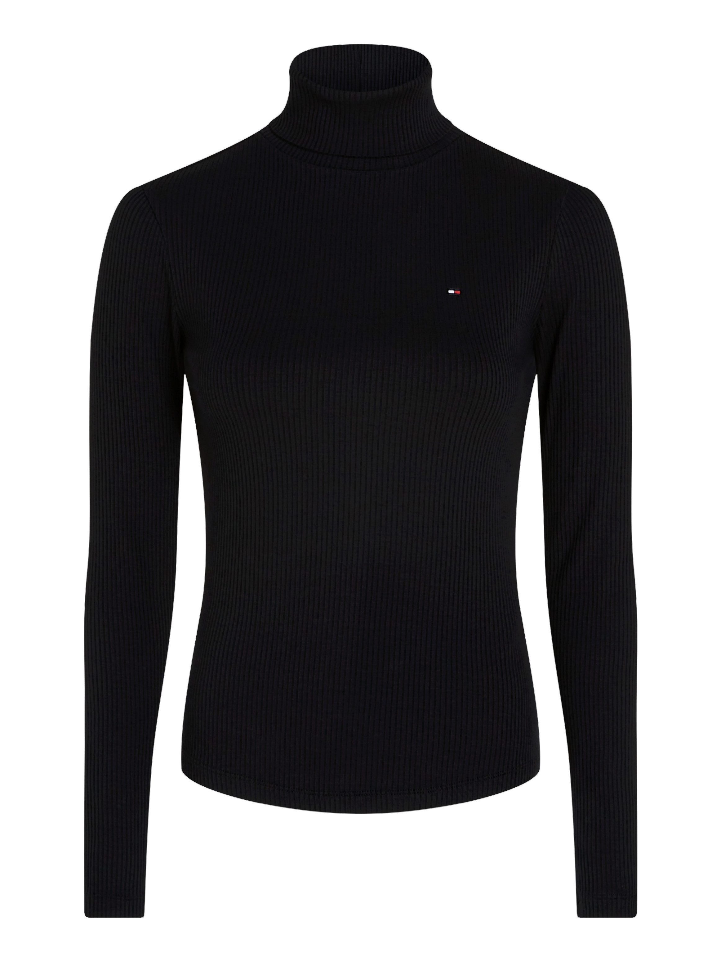 Tommy Hilfiger Shirt met lange mouwen SLIM 5X2 RIB ROLL-NK LS in een geribde structuur