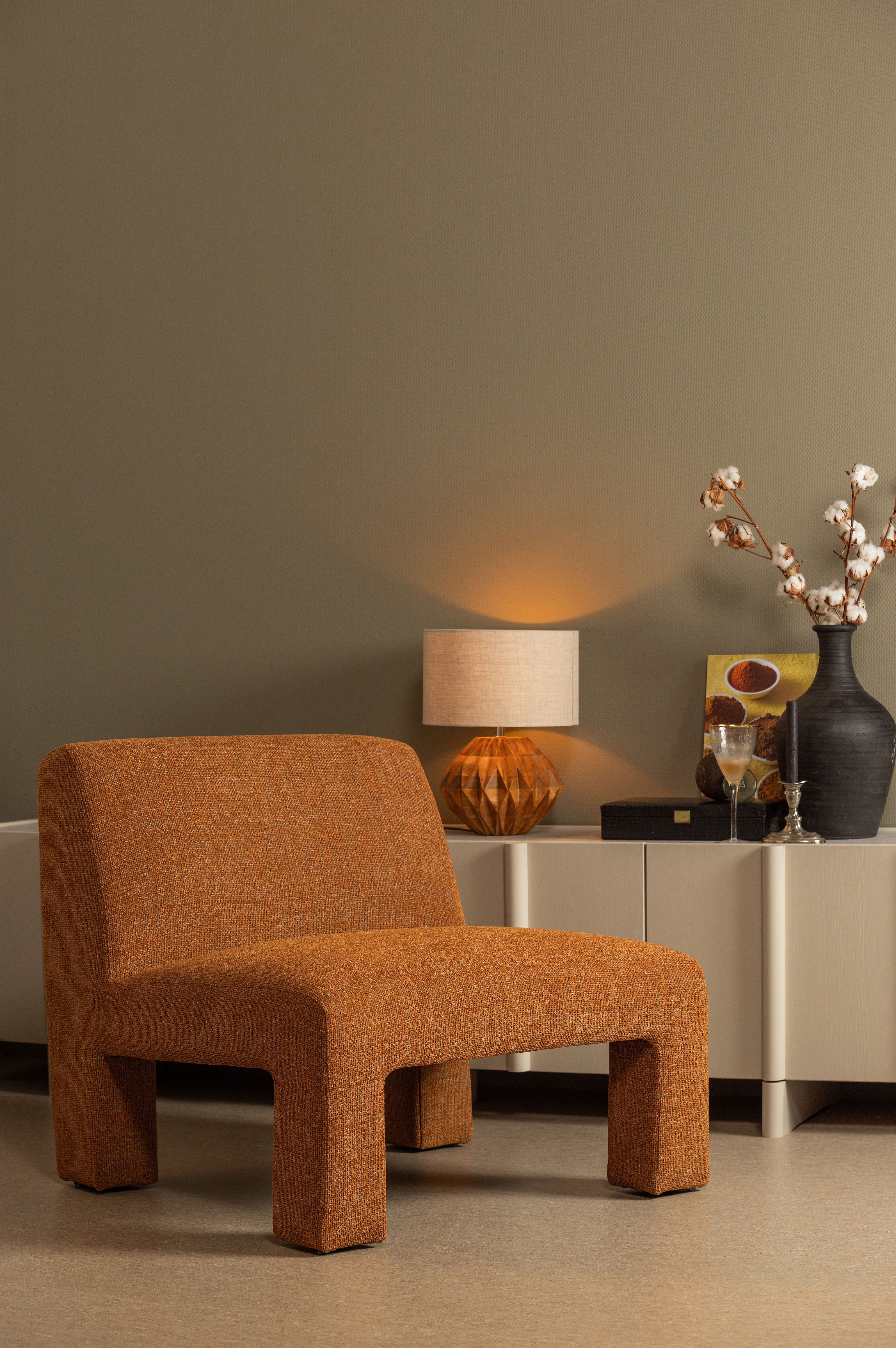 WOOOD Fauteuil Lavid geweven stof, 4-poots frame h 73 cm x b 74 cm