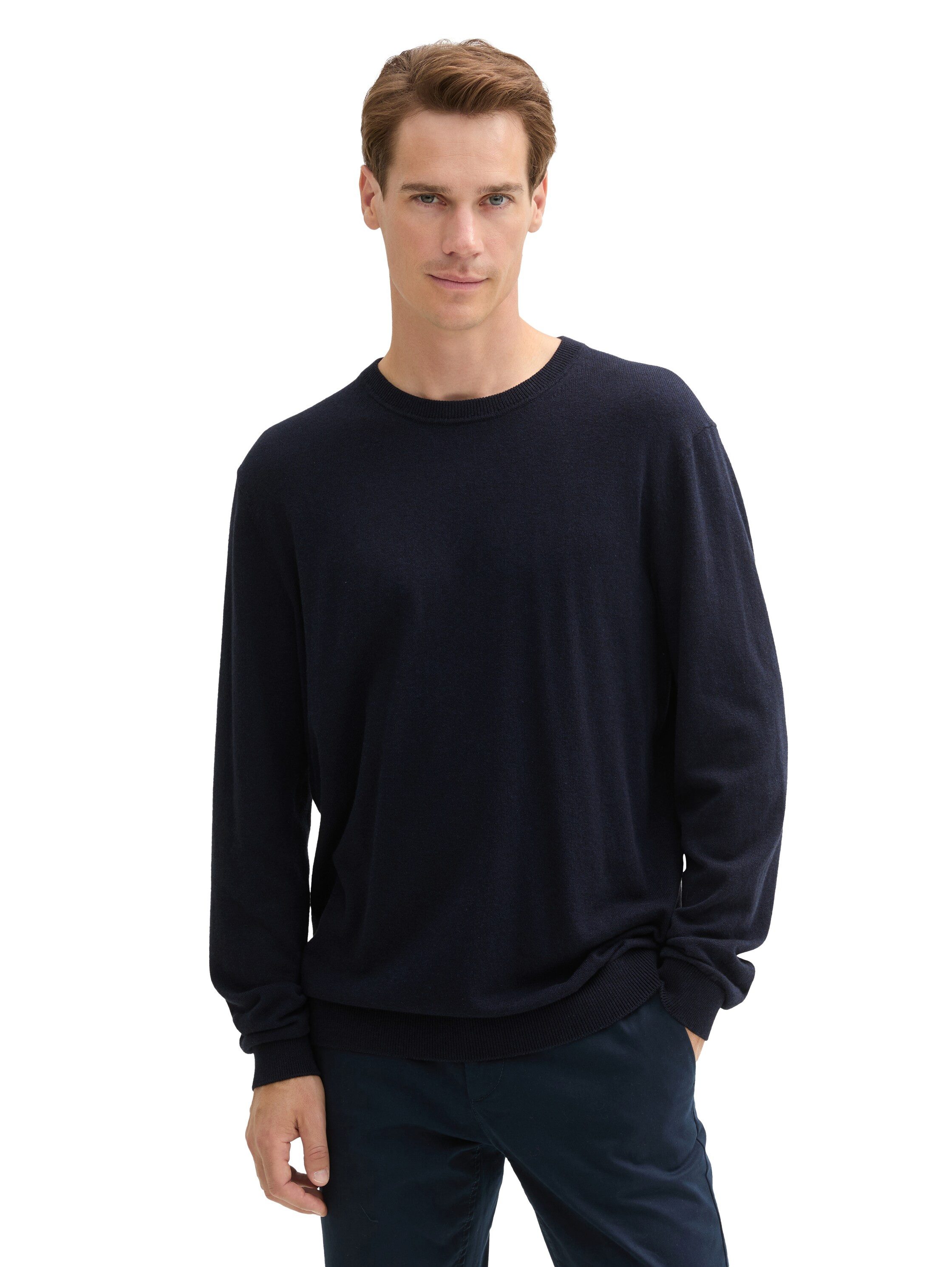 Tom Tailor Trui met ronde hals met gerecycled kasjmier heren pullovers maat S blauw