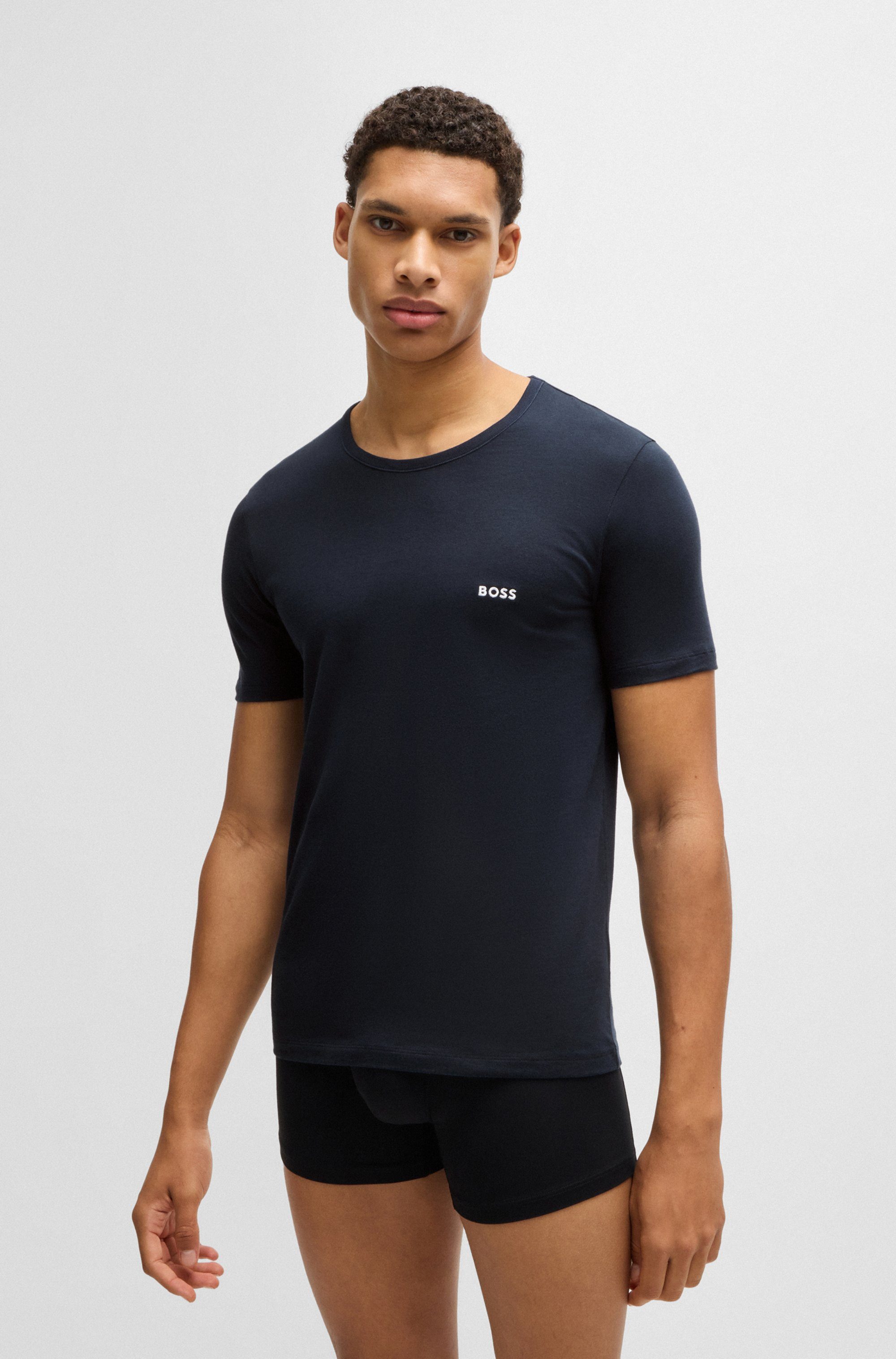BOSS T-shirt TShirtRN 3P Classic met boss borduurwerk (set, 3-delig)