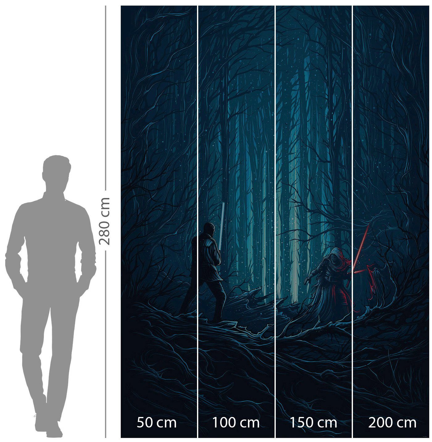 Komar Vliesbehang Digitale print vlies - Star Wars Wood Fight - Afmeting 200 x 280 cm