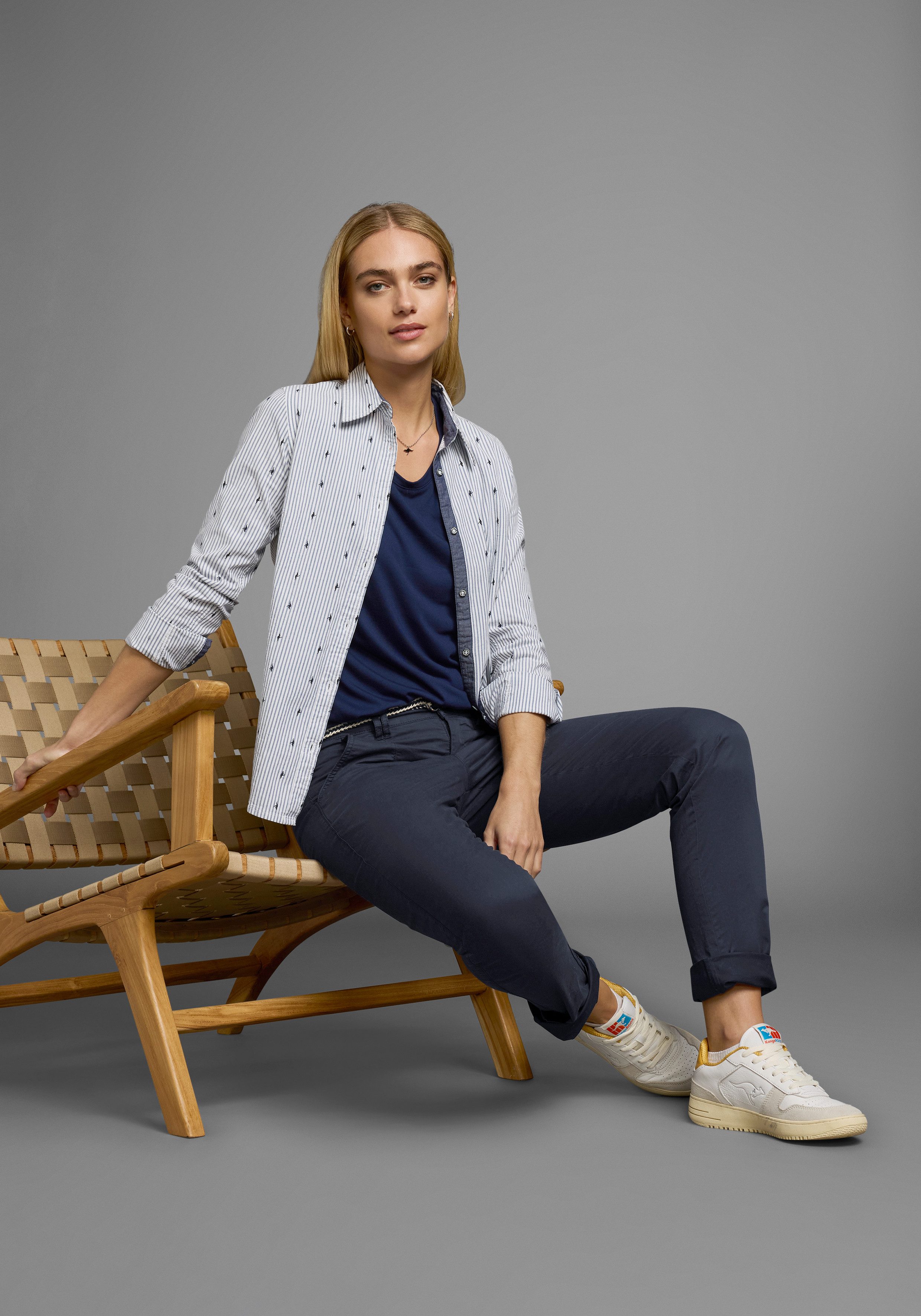 KangaROOS Chino in smal model, met koord te strikken (set, 2-delig, Met riem)
