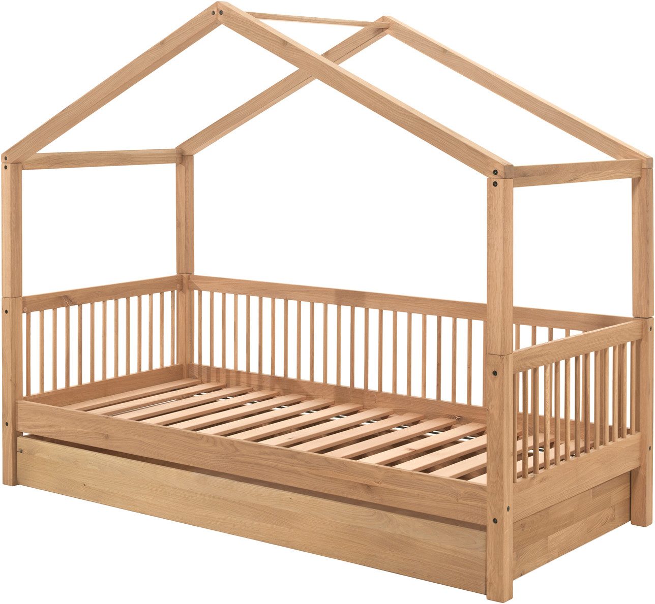 Home affaire Huisbed van massief geolied eikenhout, lf 90x200 cm, optioneel met bedlade