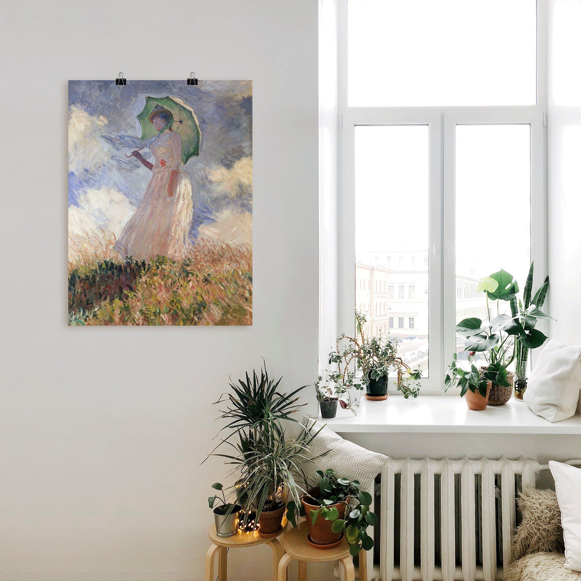 Artland Artprint Vrouw met parasol, Suzanne Hoschedé als artprint op linnen, poster in verschillende formaten maten