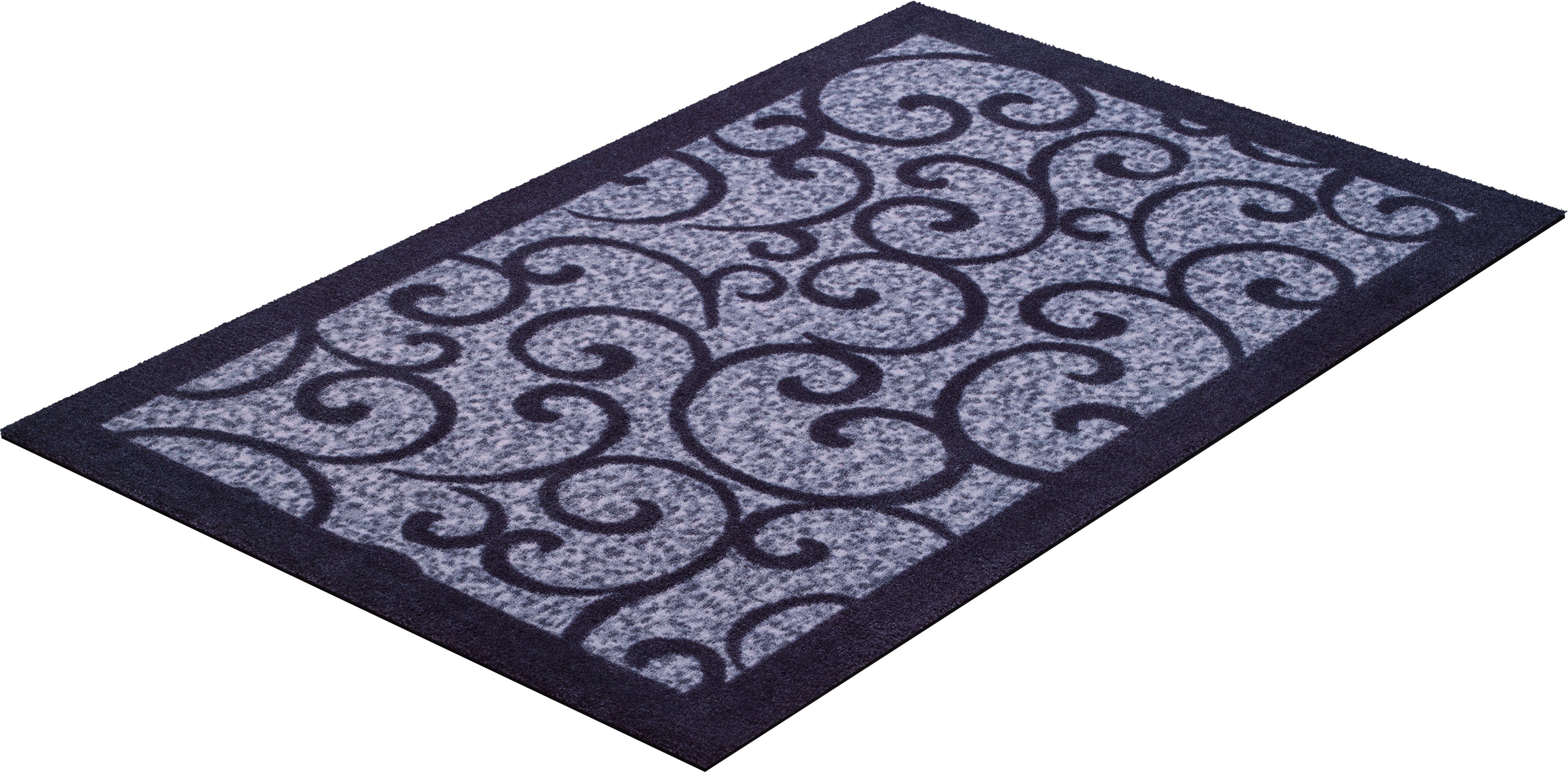 Grund Vloerkleed Grillo Geschikt voor binnen en buiten, speels design, vloerkleed met randdessin moderne vloerkleden maat 75 cm x 120 cm x 8 mm grijs