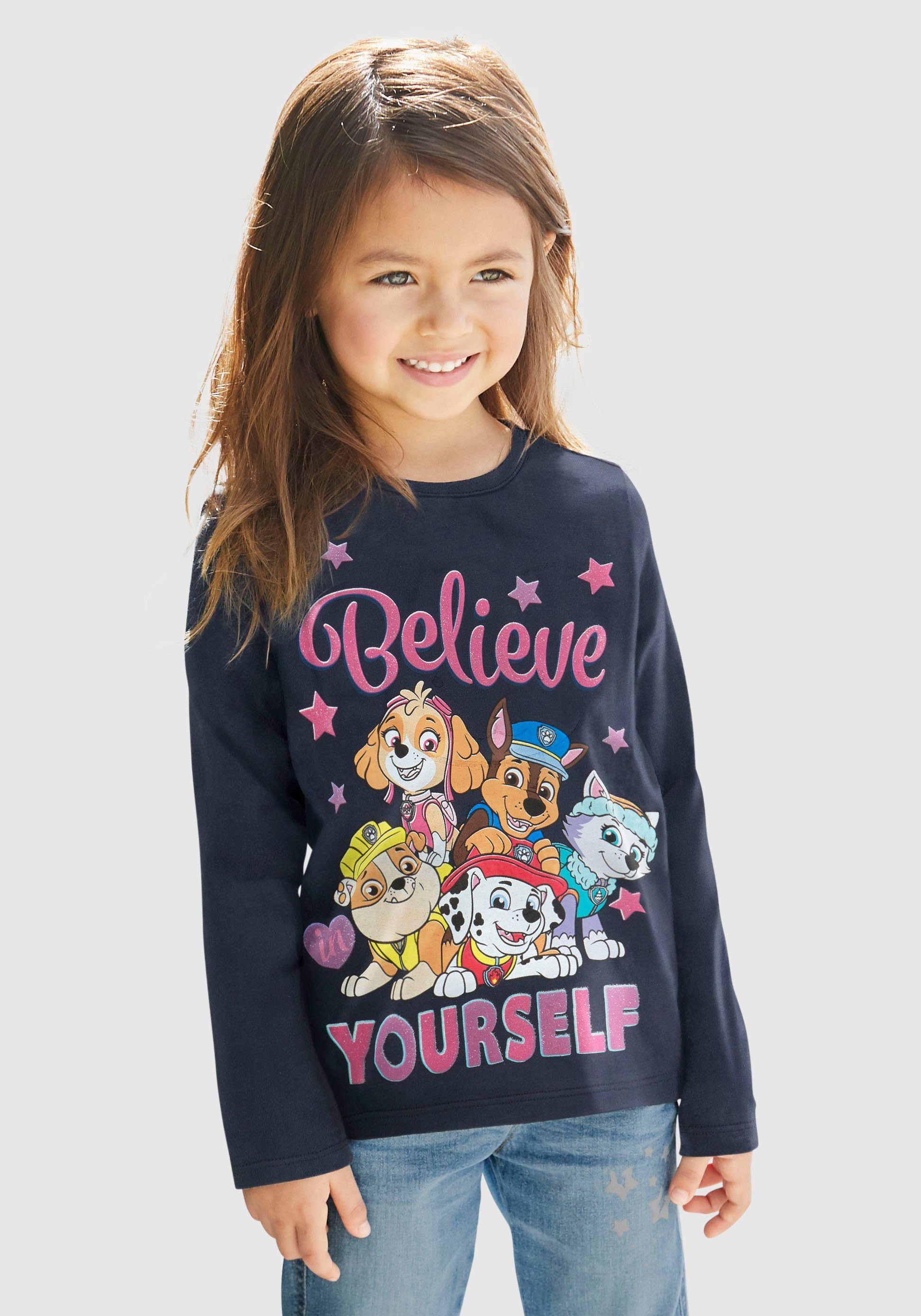 PAW PATROL Shirt met lange mouwen Opschrift met PAW PATROL-team