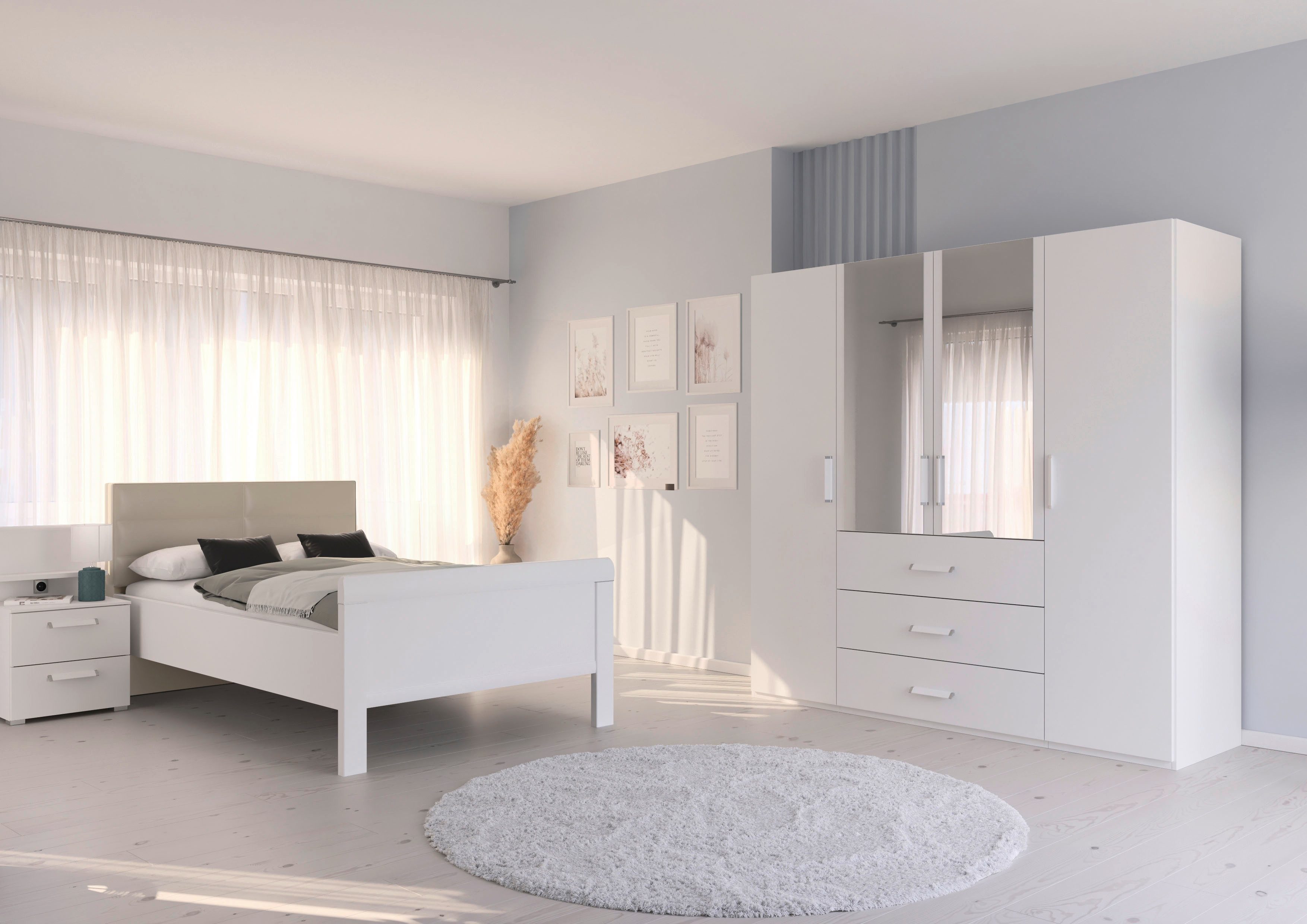 rauch Slaapkamerserie Compleet slaapkamer EVELYN Kast en bed in 2 breedtes, nachtkastje met paneel MADE IN GERMANY (set, 3-delig)