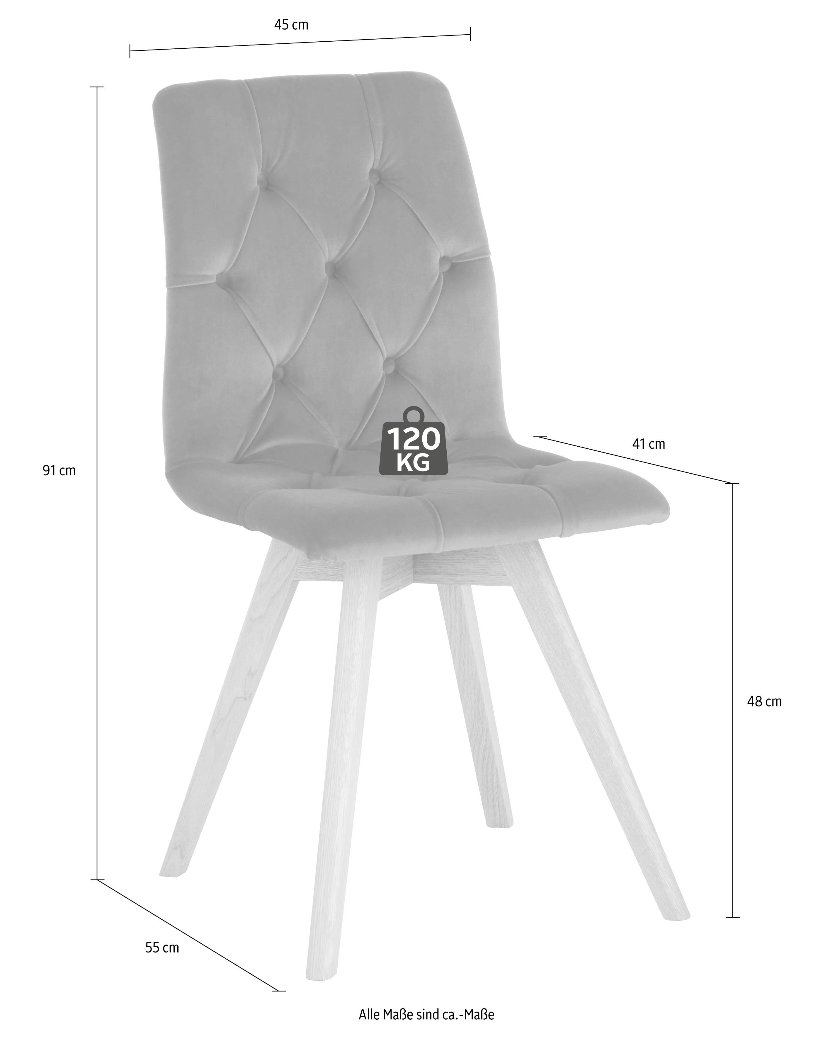 andas Eetkamerstoel Rania met massief houten poten (set, 2 stuks)