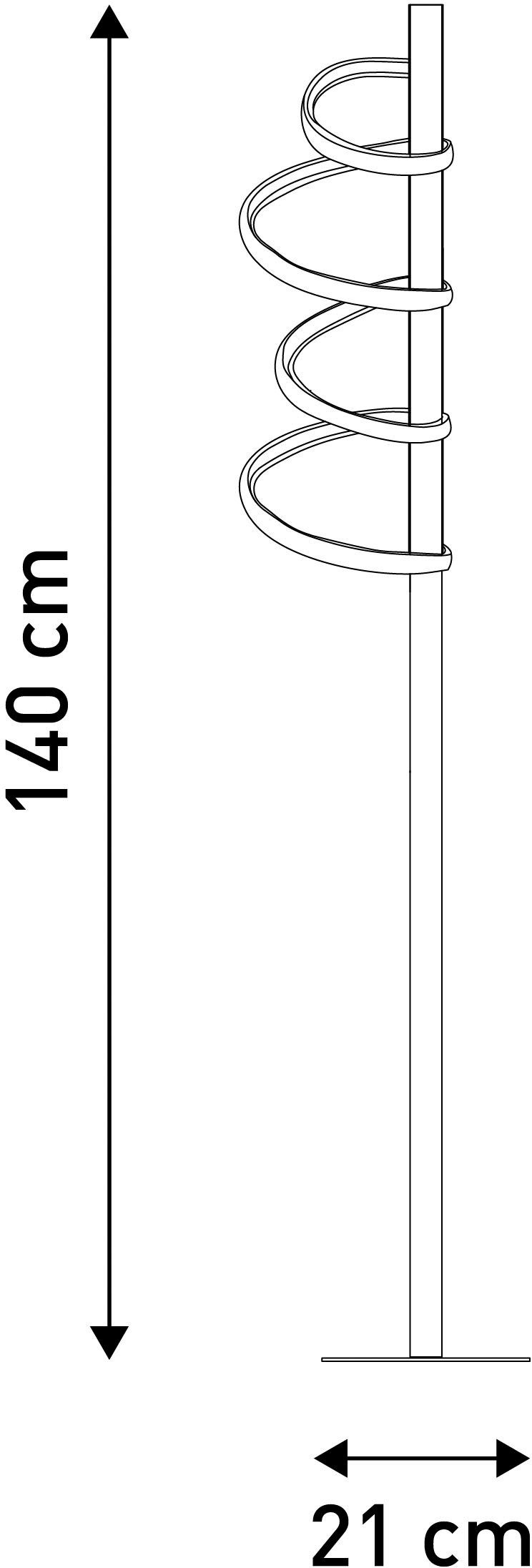 näve Staande ledlamp Belleza Ganglamp warmwit, H: 140 cm, 27W, zilverkleurig, IP20, dimbaar (1 stuk)