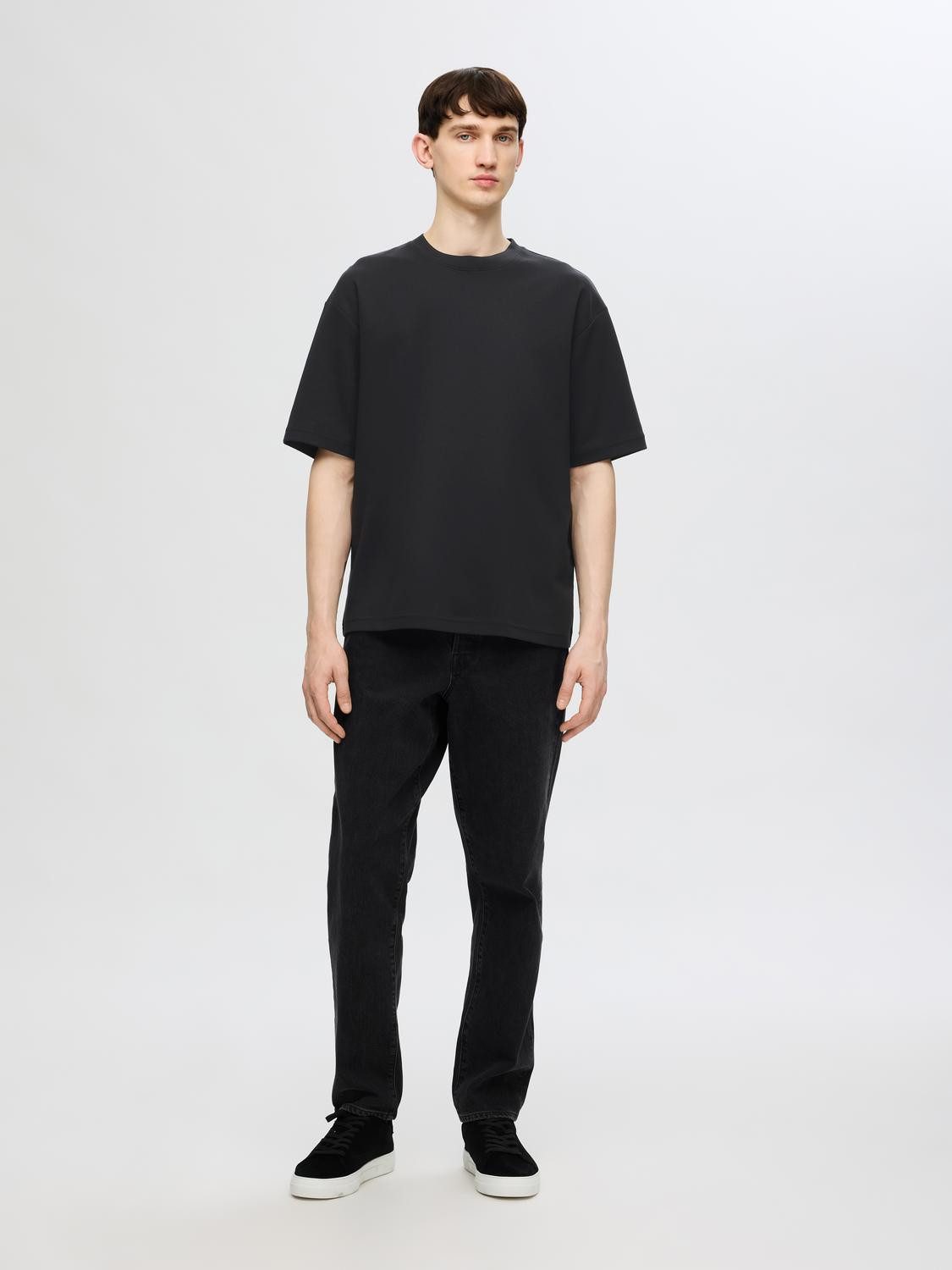 SELECTED HOMME Shirt met ronde hals SLHLOOSEOSCAR SS O-NECK TEE NOOS