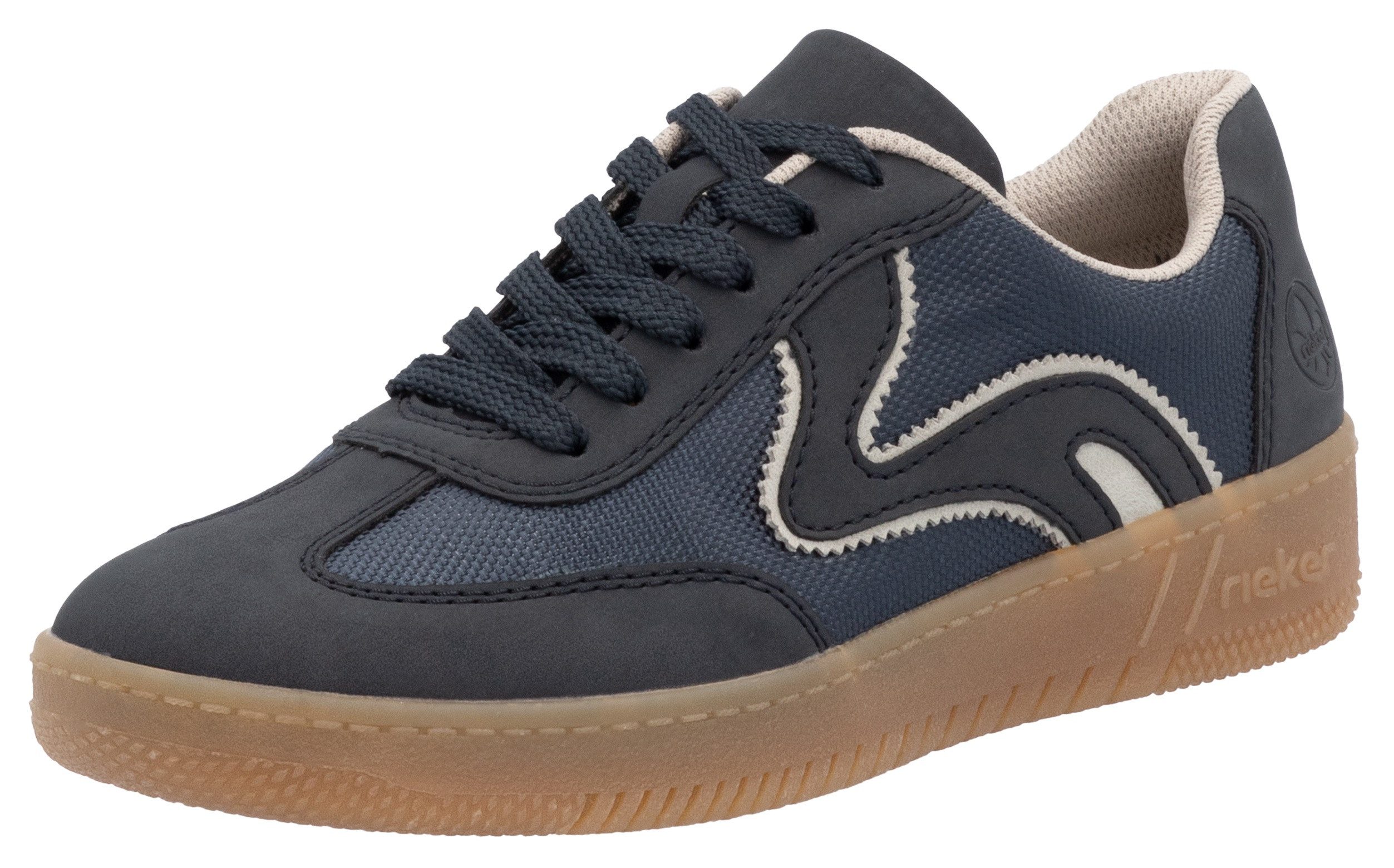 RIEKER Sport Plateausneakers vrijetijdsschoen, lage schoen, veterschoen in vegan uitvoering