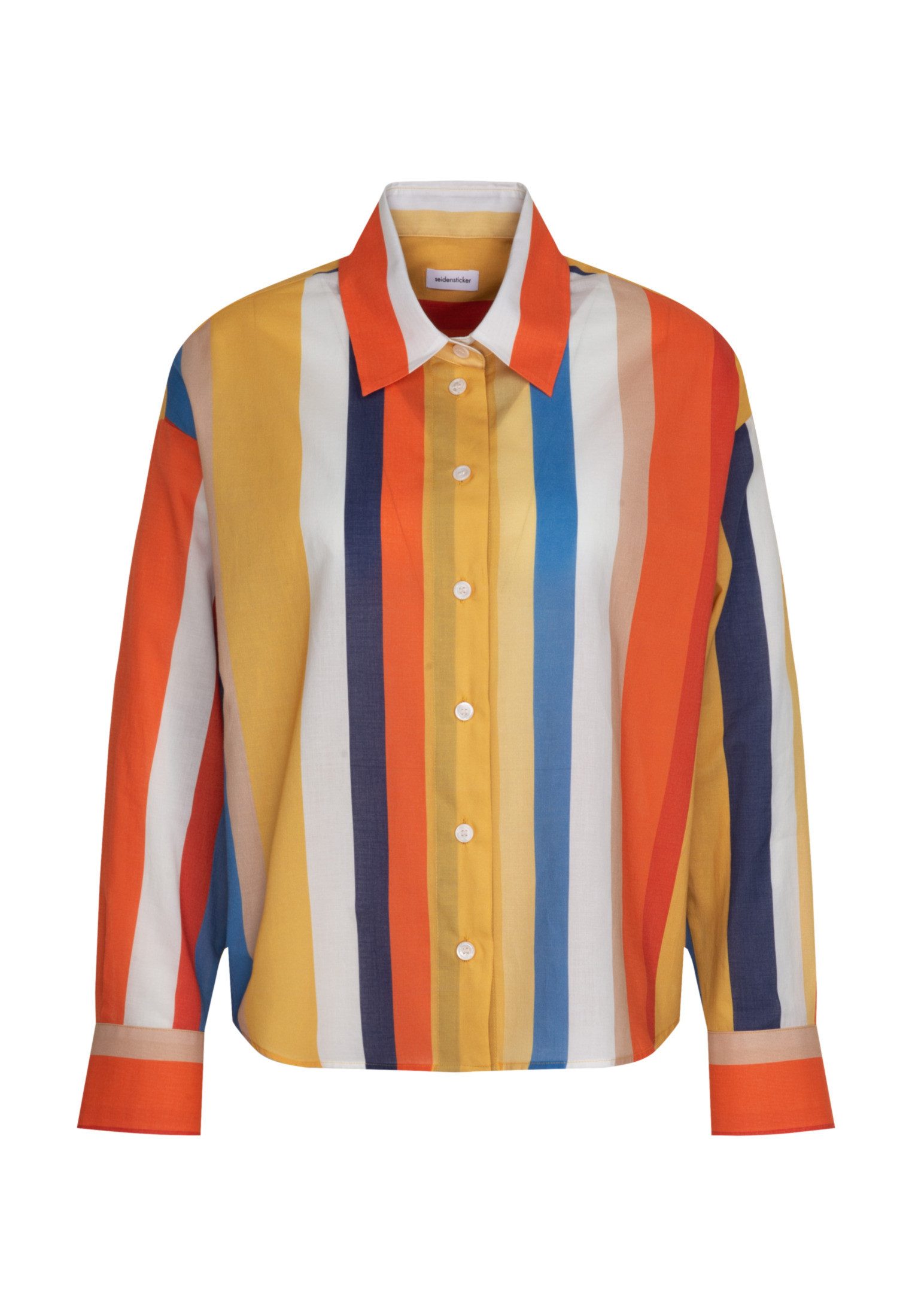seidensticker Overhemdblouse Zwarte roos Lange mouwen kraag print
