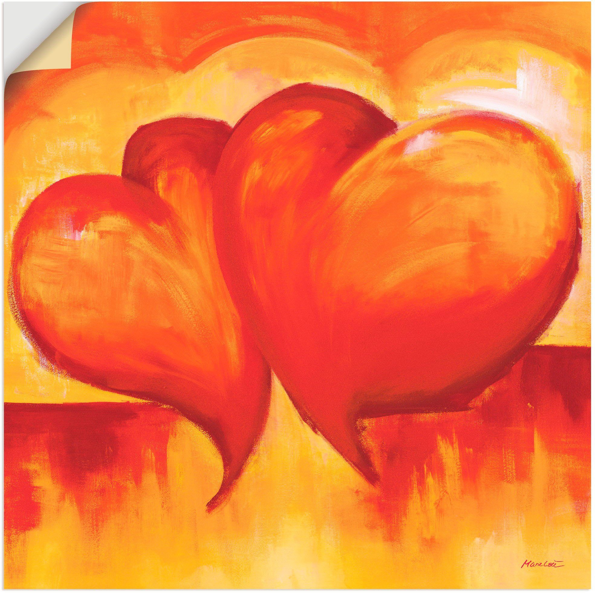 Artland Artprint Abstracte harten - oranje in vele afmetingen & productsoorten - artprint van aluminium / artprint voor buiten, artprint op linnen, poster, muursticker / wandfolie